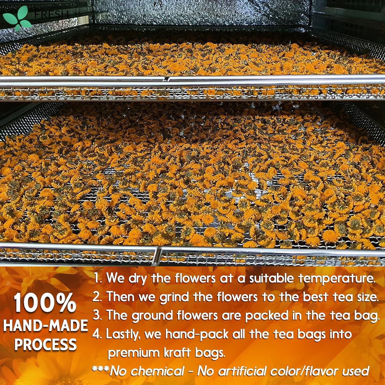 Calendula Tea Bags, 100% Natural and Pure Calendula Flowers, Eco-conscious Tea Bags. Calendula Flower Herbal Tea. No Sugar, No Caffeine, No Gluten, Vegan. by FreshDrinkUS - Natural and Premium Herbal Tea