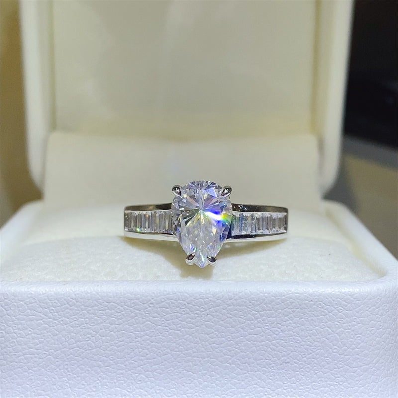 3 Carat Pear-Cut Sparkala™ Pure Sterling Silver Ring by Sparkala