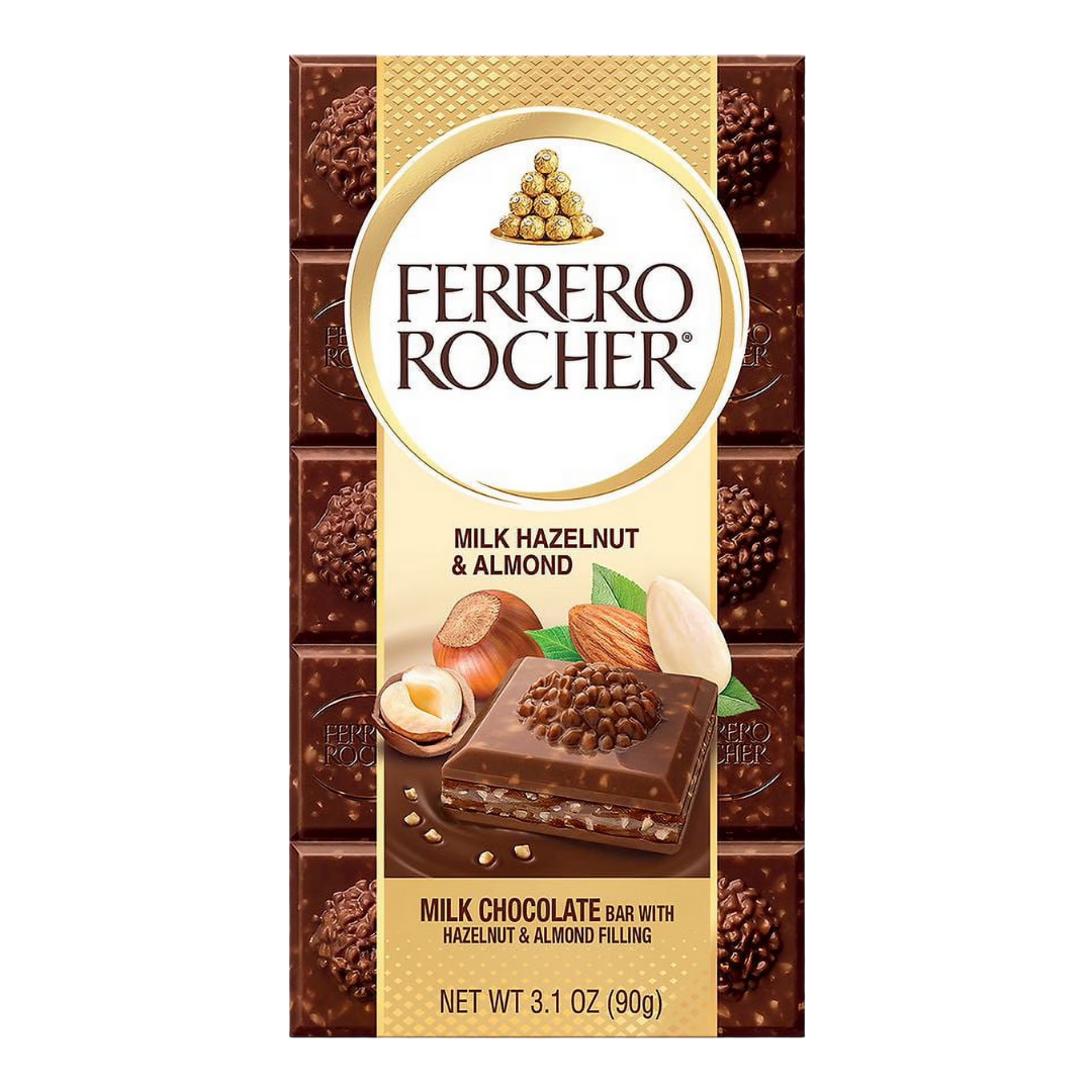 Ferrero Rocher Milk Chocolate Bar with Hazelnut & Almond Filling (3.1oz) by Farmacias Savia