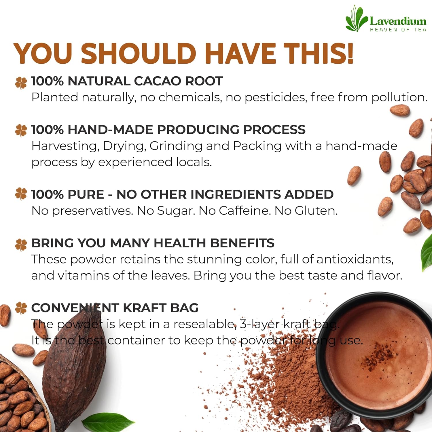 Cacao Powder, 25oz (1.56 lbs), 100% Natural & Pure, Unsweetened, Rich Chocolate Flavor, Perfect for Baking & Smoothies by FreshDrinkUS - Natural and Premium Herbal Tea