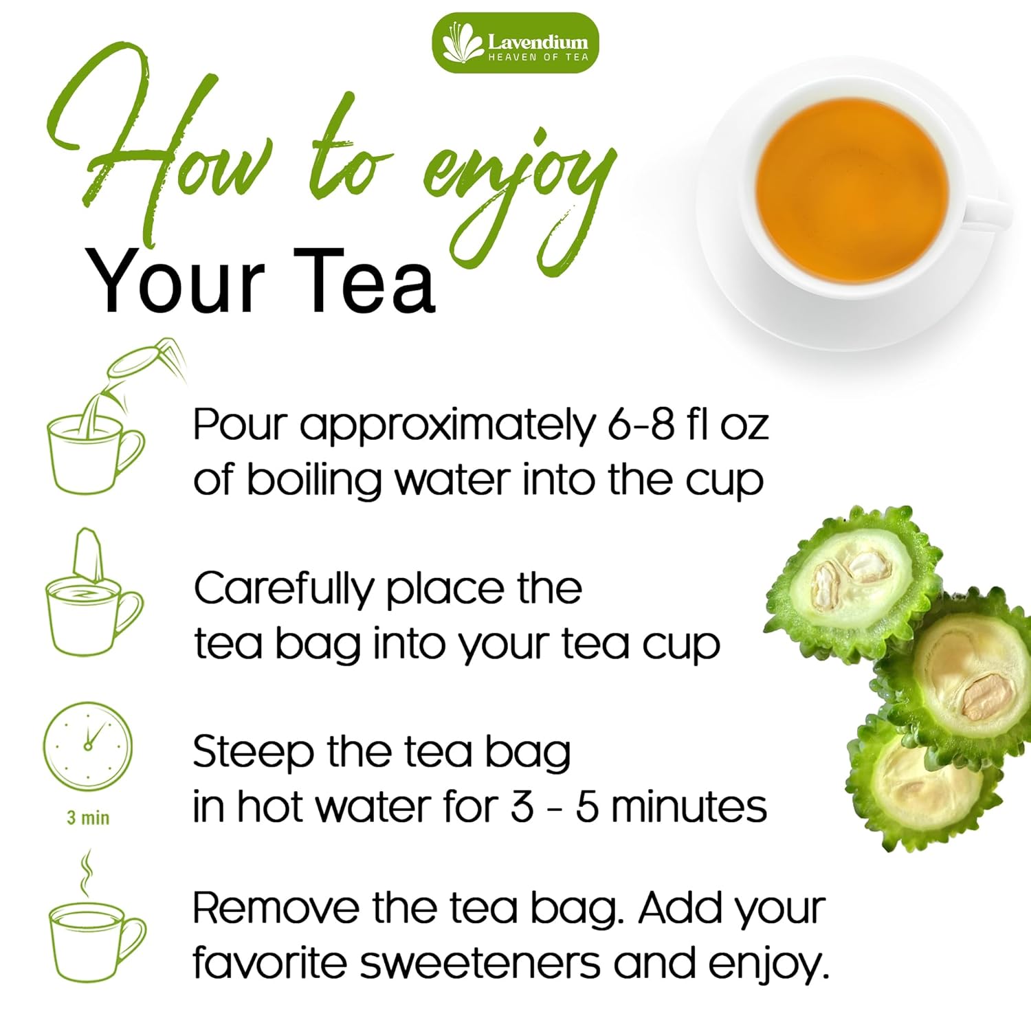 Bitter Melon Tea Bags, 100% Natural, Pure Bitter Melon. Bitter Melon Herbal Tea. Bitter Melon Fruit Tea. No Sugar, No Caffeine, No Gluten, Vegan by FreshDrinkUS - Natural and Premium Herbal Tea