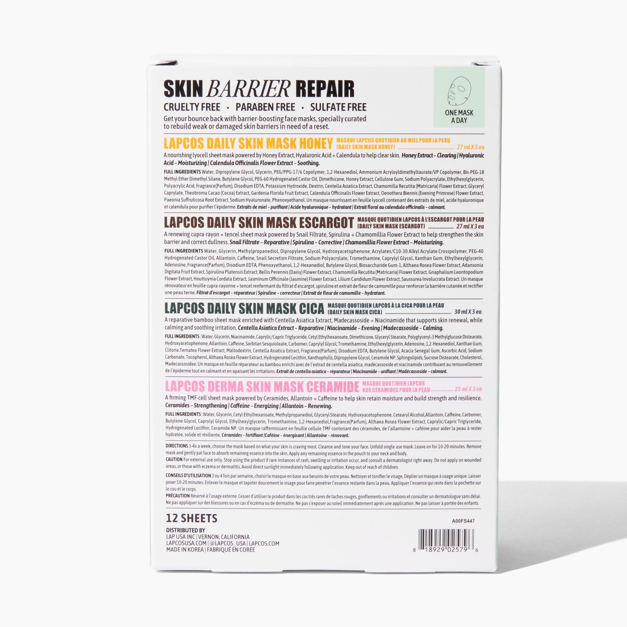 Skin Barrier Repair Variety Sheet Mask 12-Pack by LAPCOS