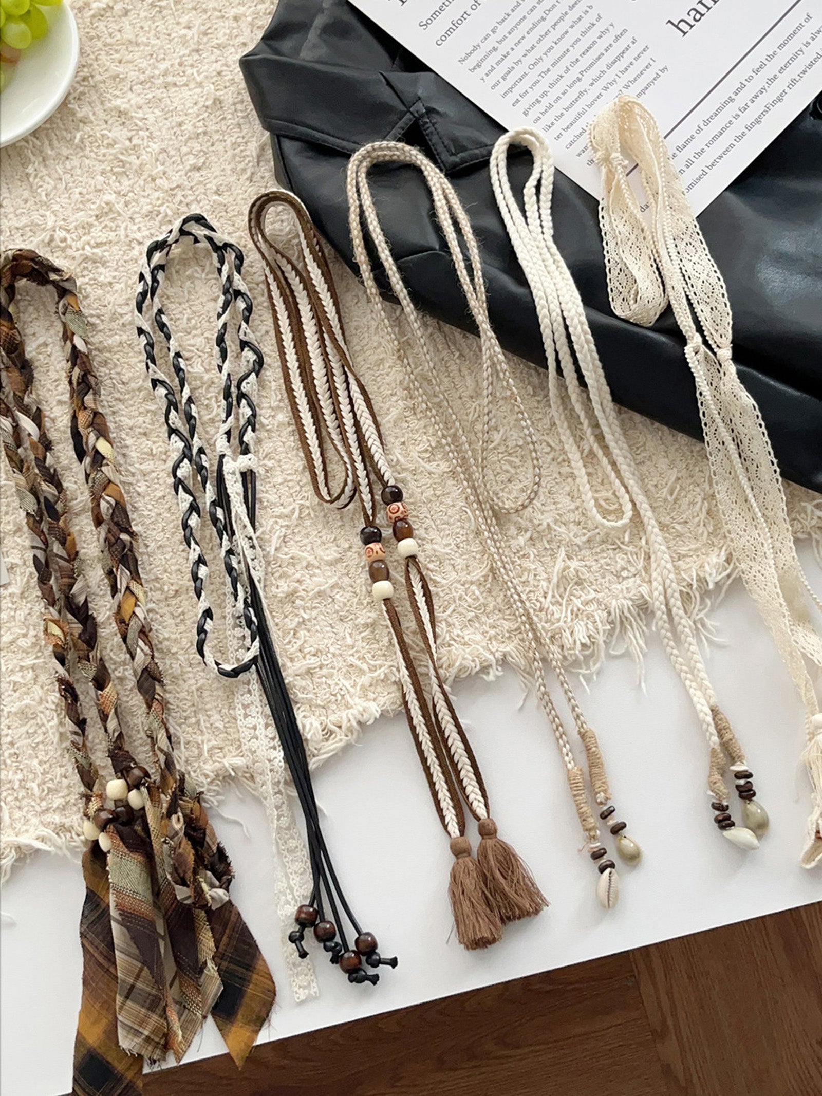 Linen Woven Belt With Fringes by LINTICO
