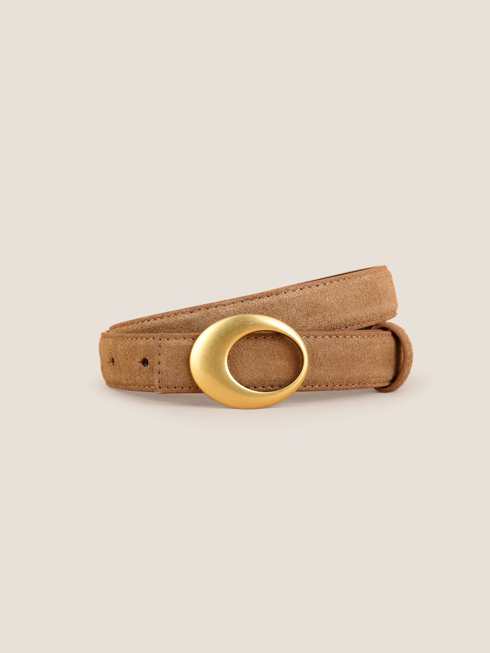 Luxury Suede Cowhide Belt With Oval Alloy Buckle by LINTICO