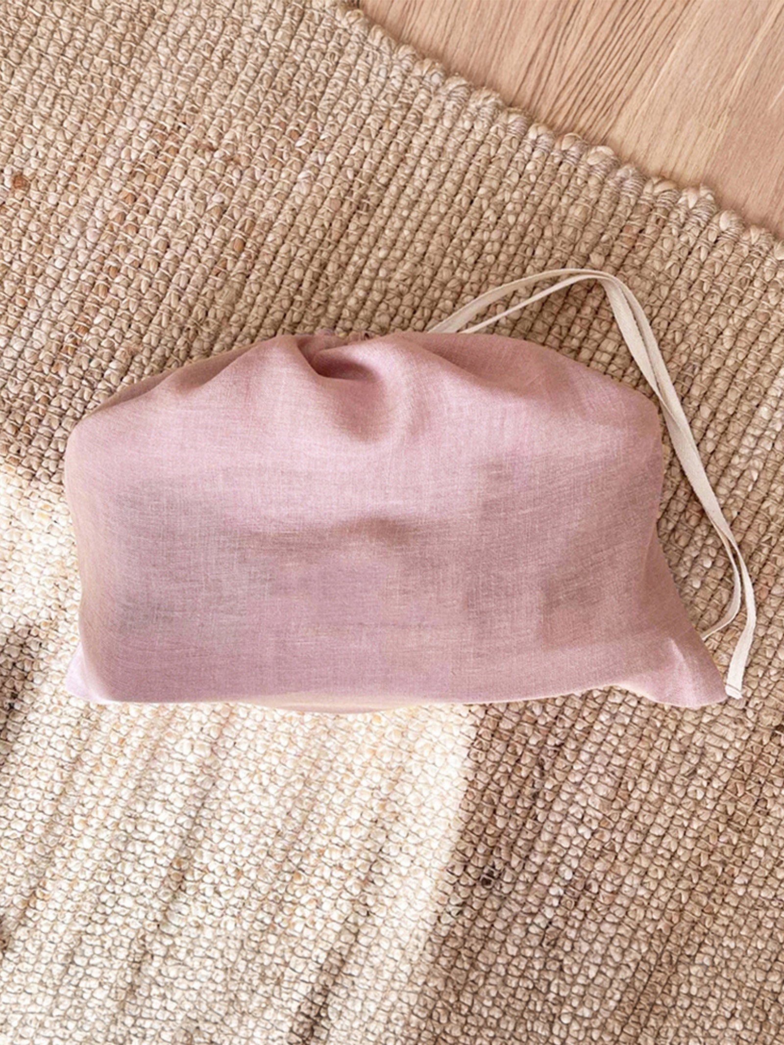 100% Linen Solid-Color Drawstring Storage Bag by LINTICO