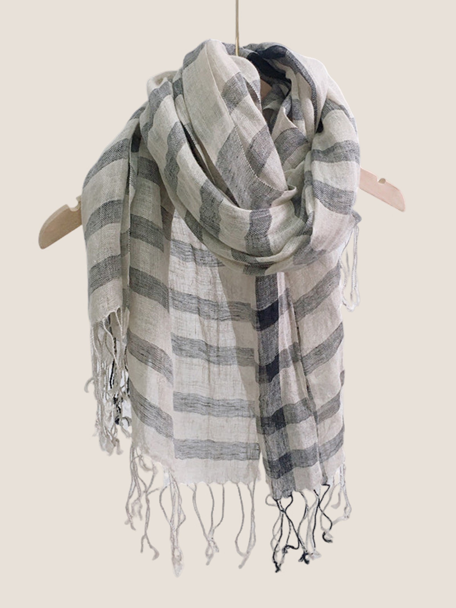 Linen Checkered Lightweight Scarf by LINTICO