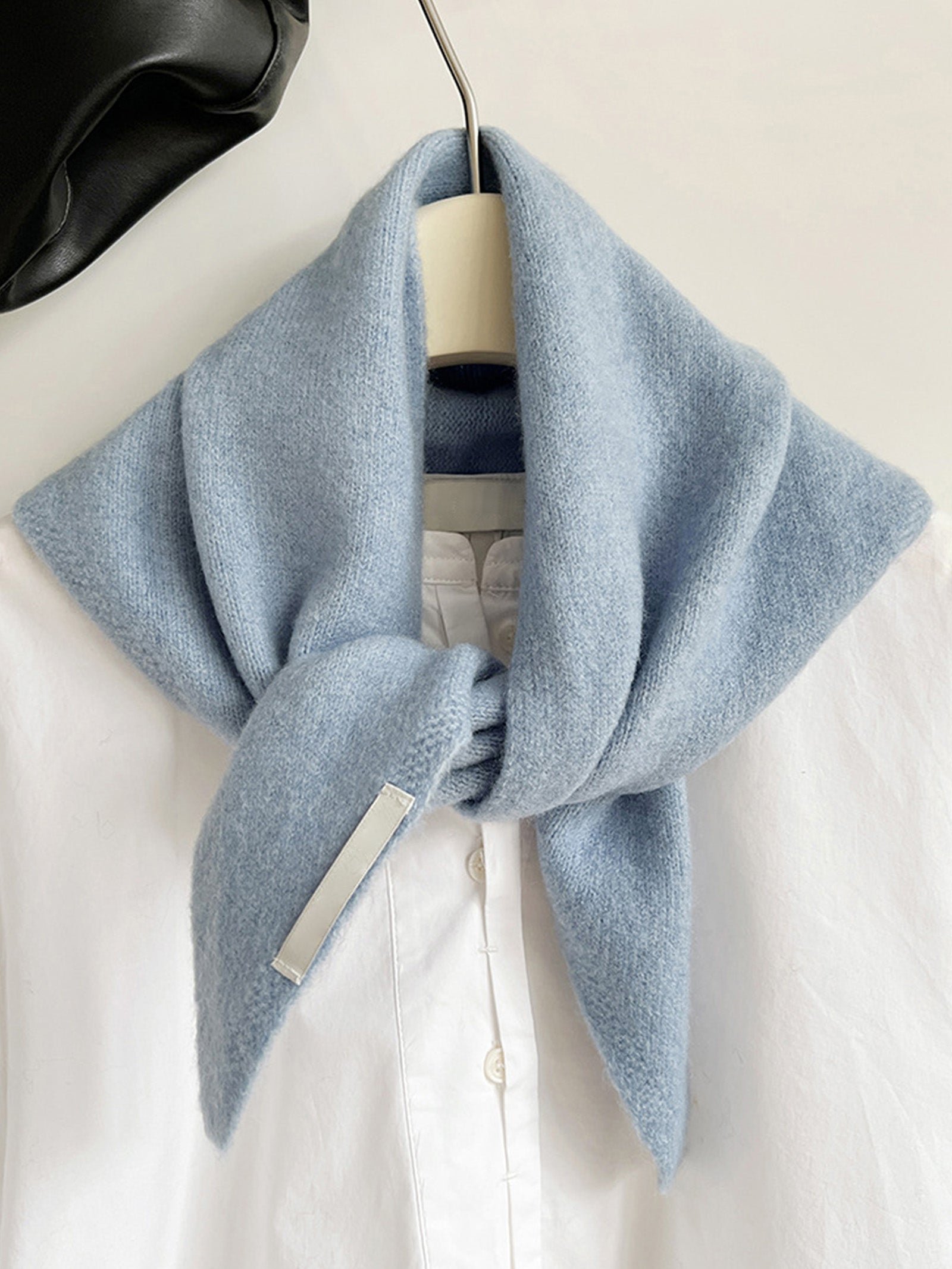 100% Merino Wool Knitted Triangle Scarf by LINTICO