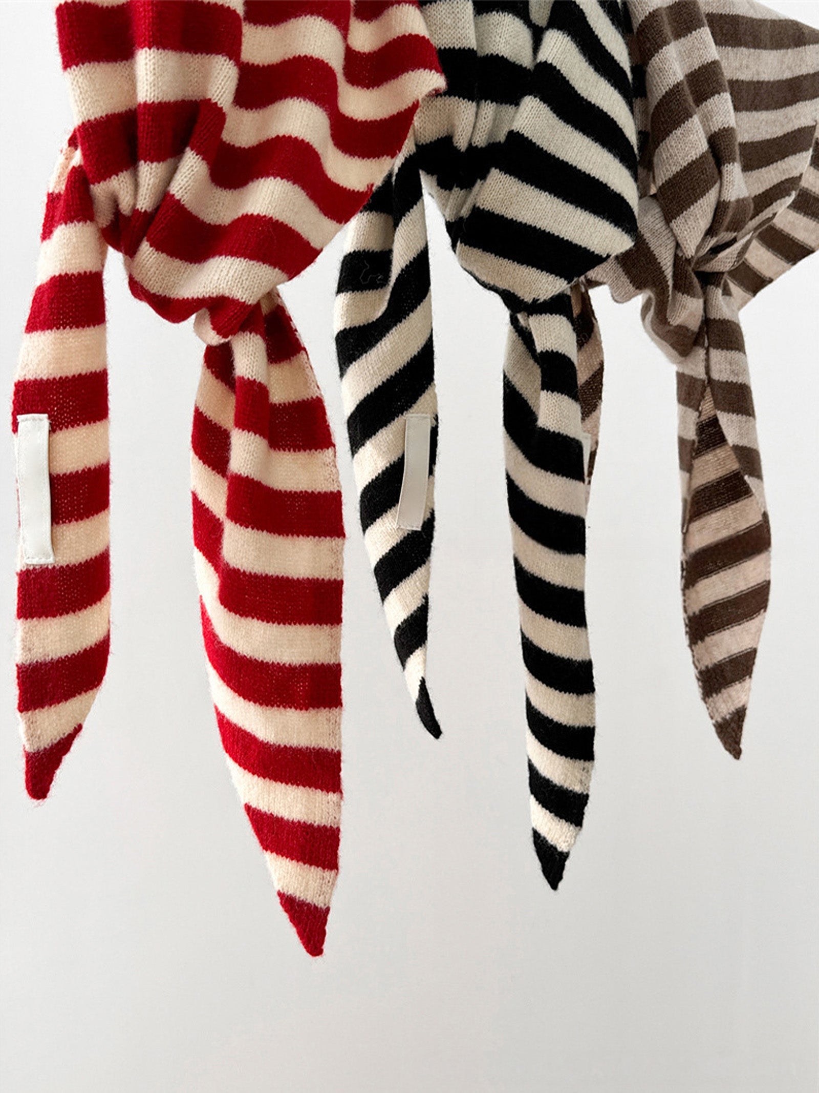 100% Australian Wool Striped Functional Triangle Scarf by LINTICO