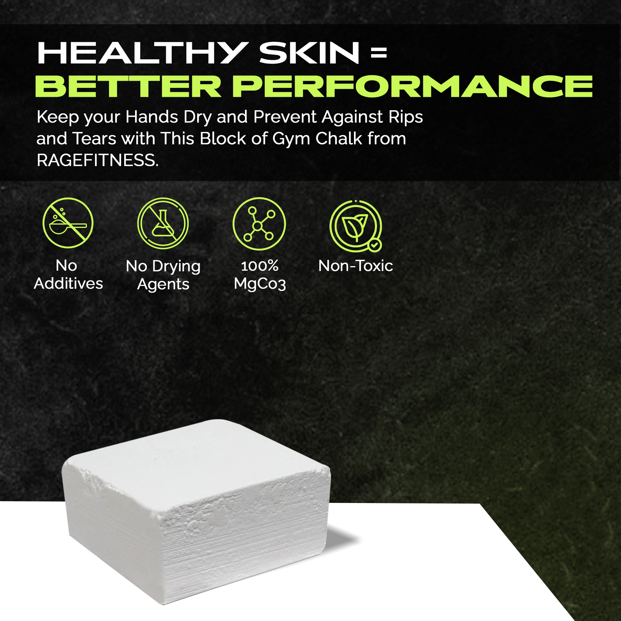 Premium Magnesium Block Chalk – Lab‑tested. Rugged. Ready for real workouts. by Rage Fitness
