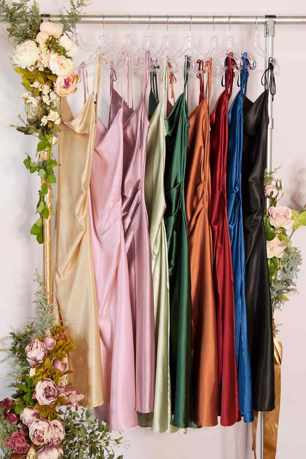 Cinderella Divine BD103 Satin Midi Length Dress High Side Split Cowl Neck by DiscountDressShop