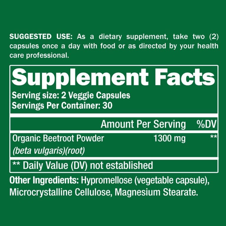 Organic Beetroot Supplement 60 Capsules by Healthspan Holistic