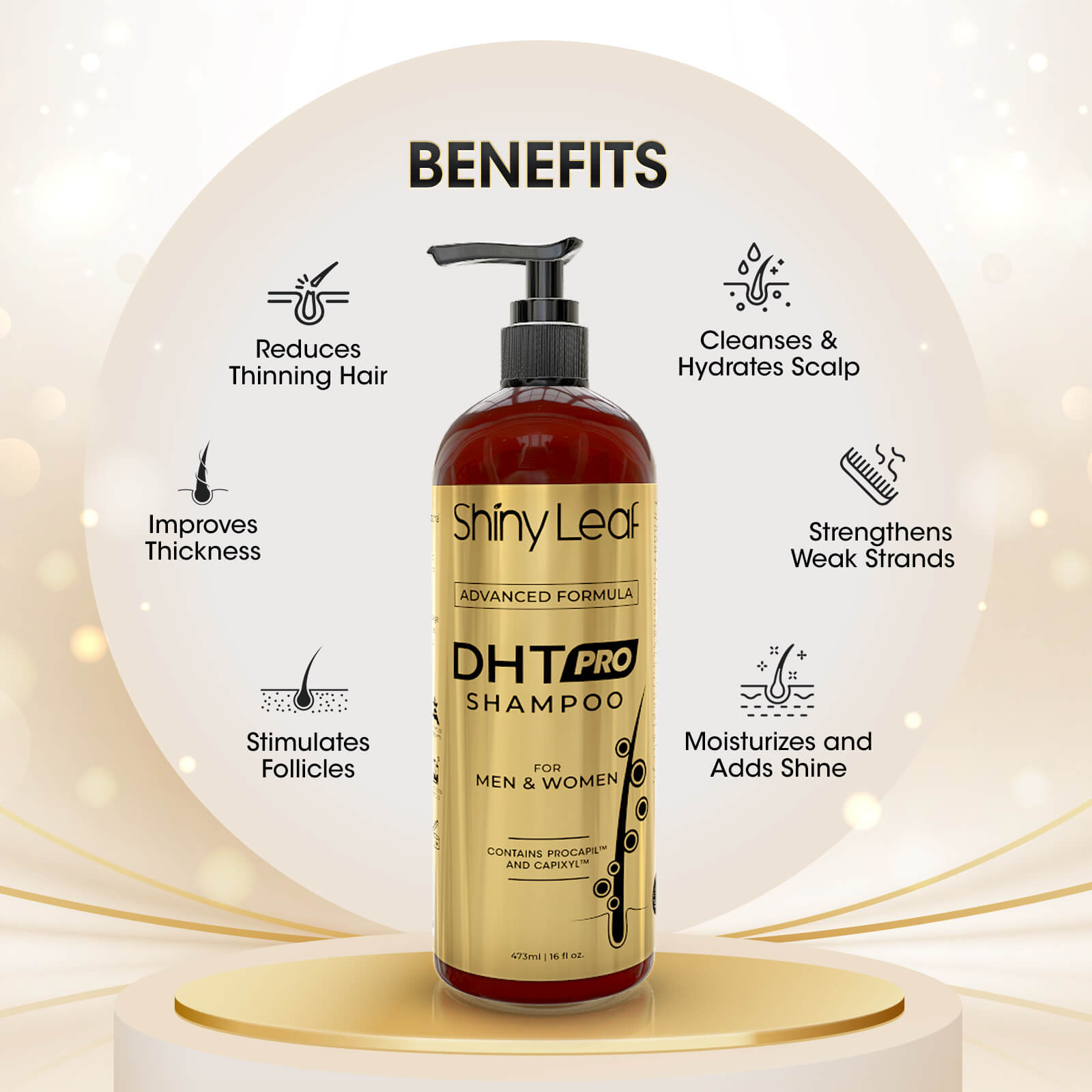 DHT Pro Shampoo with Procapil & Capixyl — 16 oz by Shiny Leaf