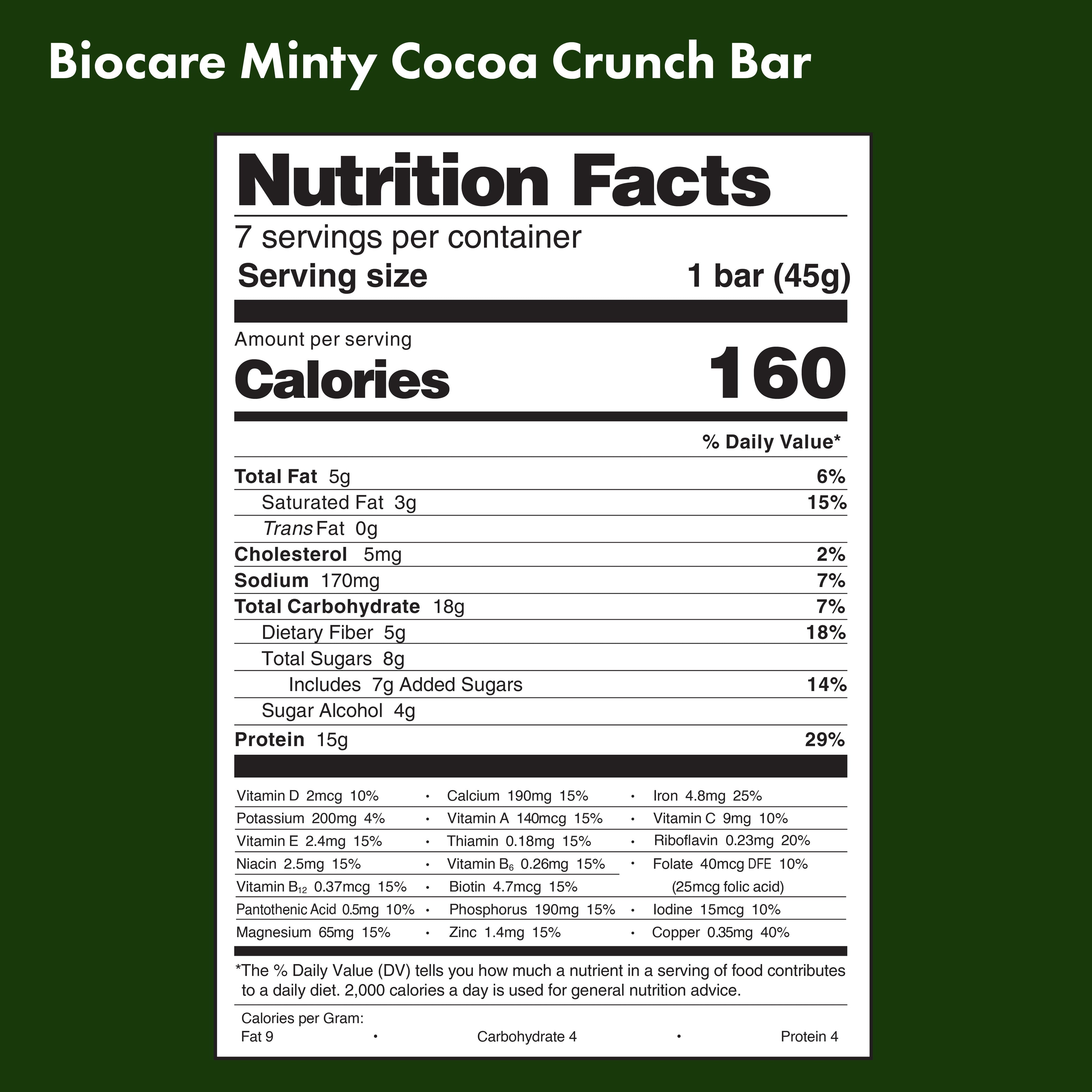15G Protein Minty Cocoa Crunch Bar by Biocare