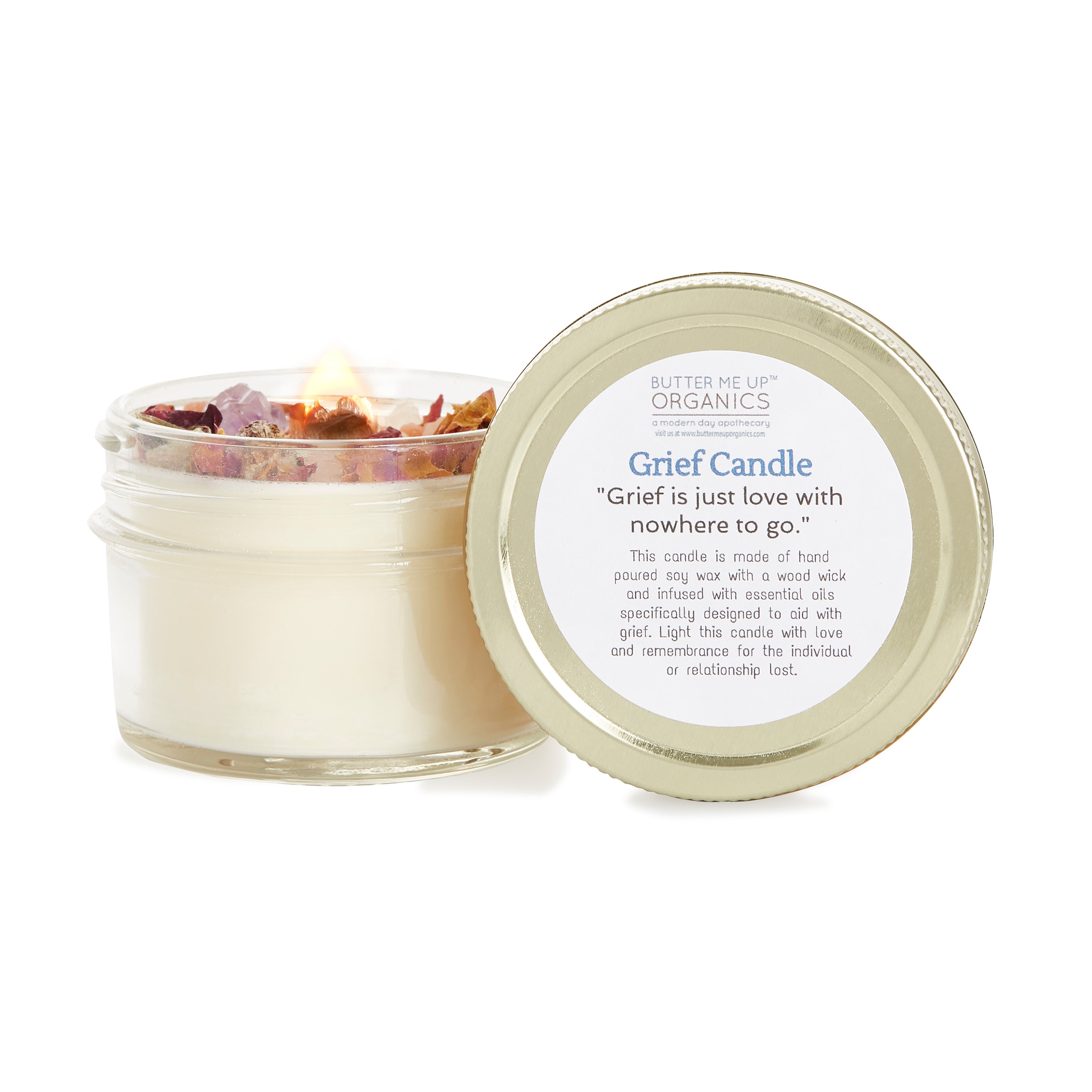 Grief Candle / Intention Candle / Essential Oil Candle / Soy Wax Candle / Candle for Grief by Butter Me Up Organics