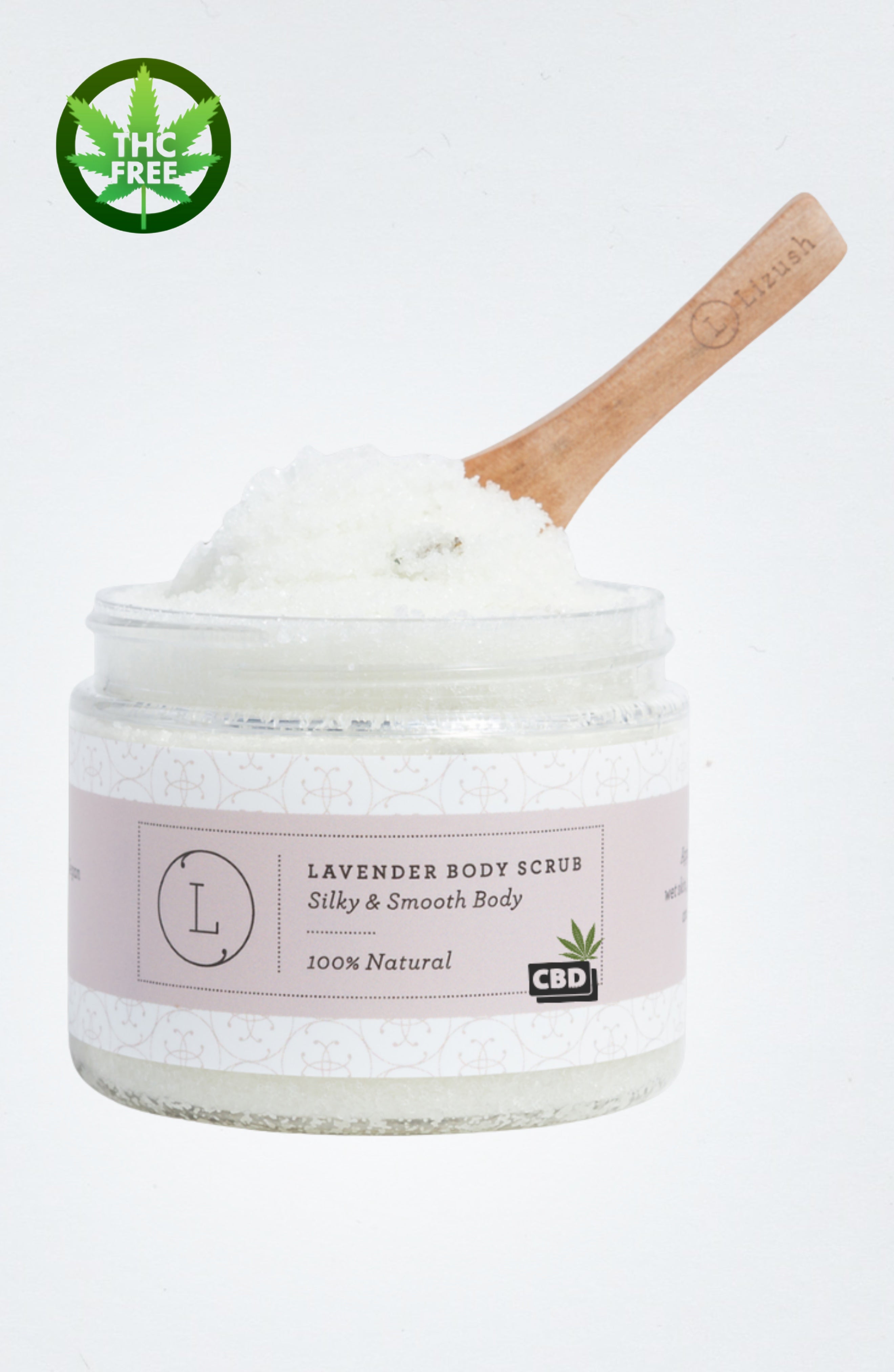 CBD Lavender Body Scrub with CBD, Natural Body Salt Scrub (THC free) by Lizush