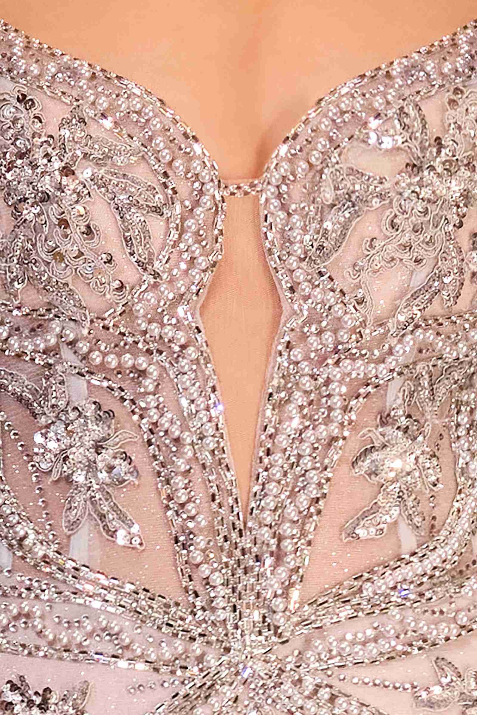 Ladivine CC0240 Dress Pearl Embellished Fit & Flare Gown by DiscountDressShop