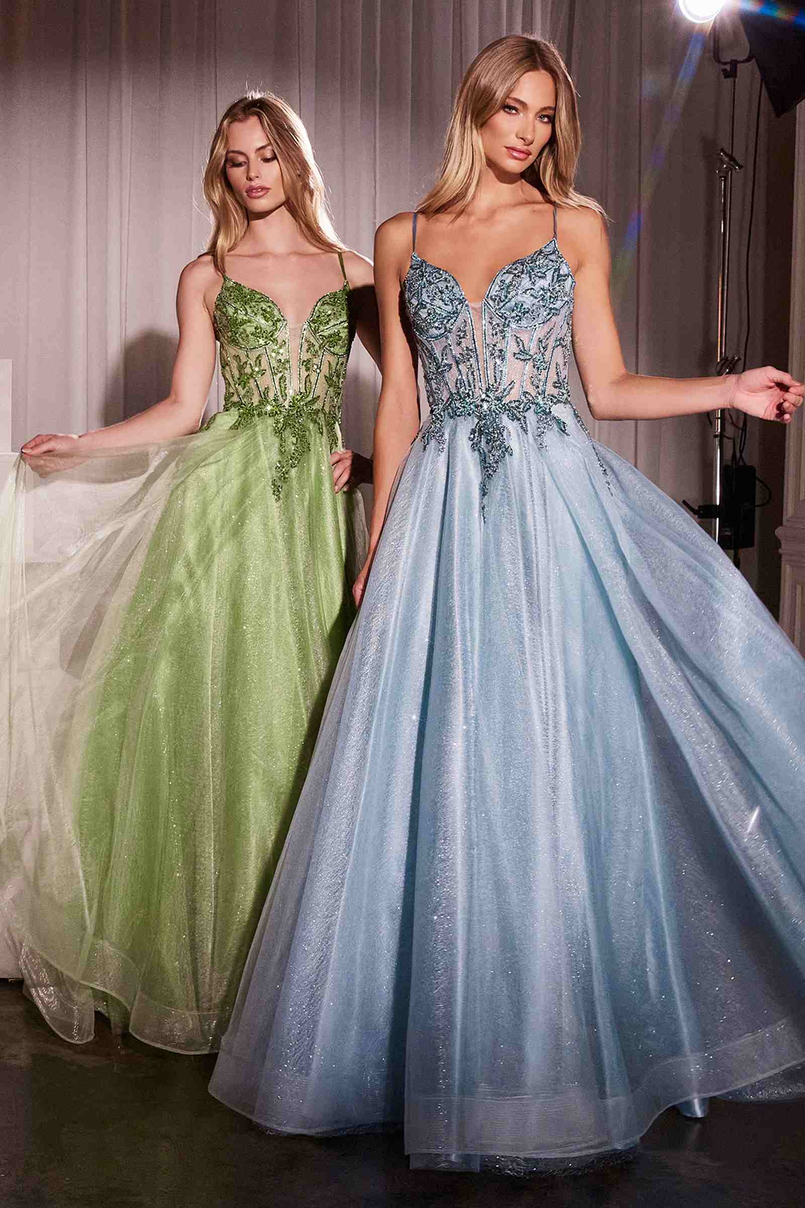 Ladivine CC0881 Dress A-Line Layered Tulle Gown & Lace Embellished Bodice by DiscountDressShop