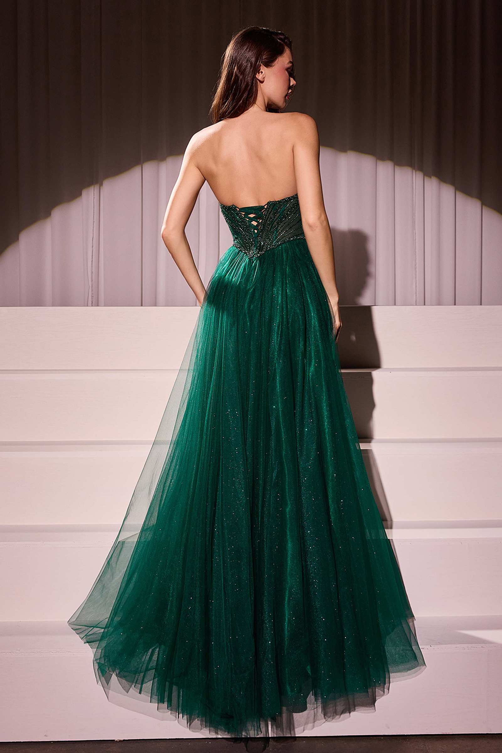 Ladivine CC415 Dress Strapless Beaded Tulle Ball Gown by DiscountDressShop