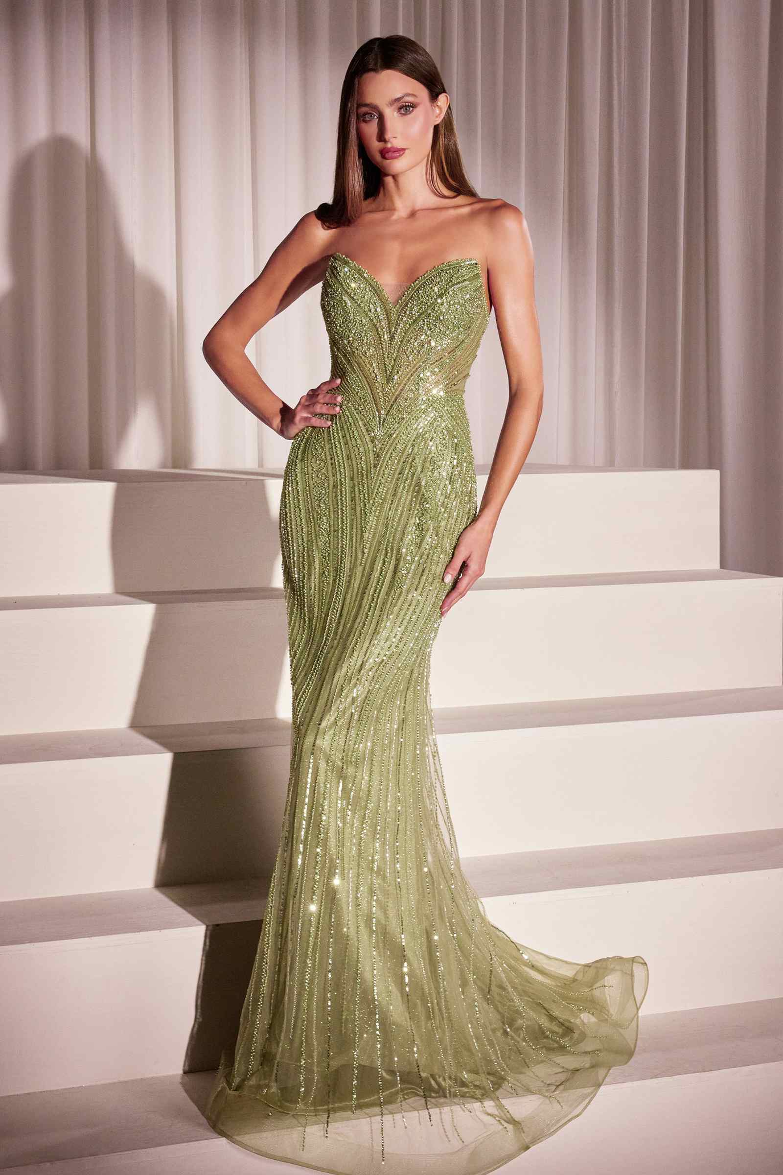 Ladivine CC416 Dress Sequin Strapless Fitted Gown by DiscountDressShop