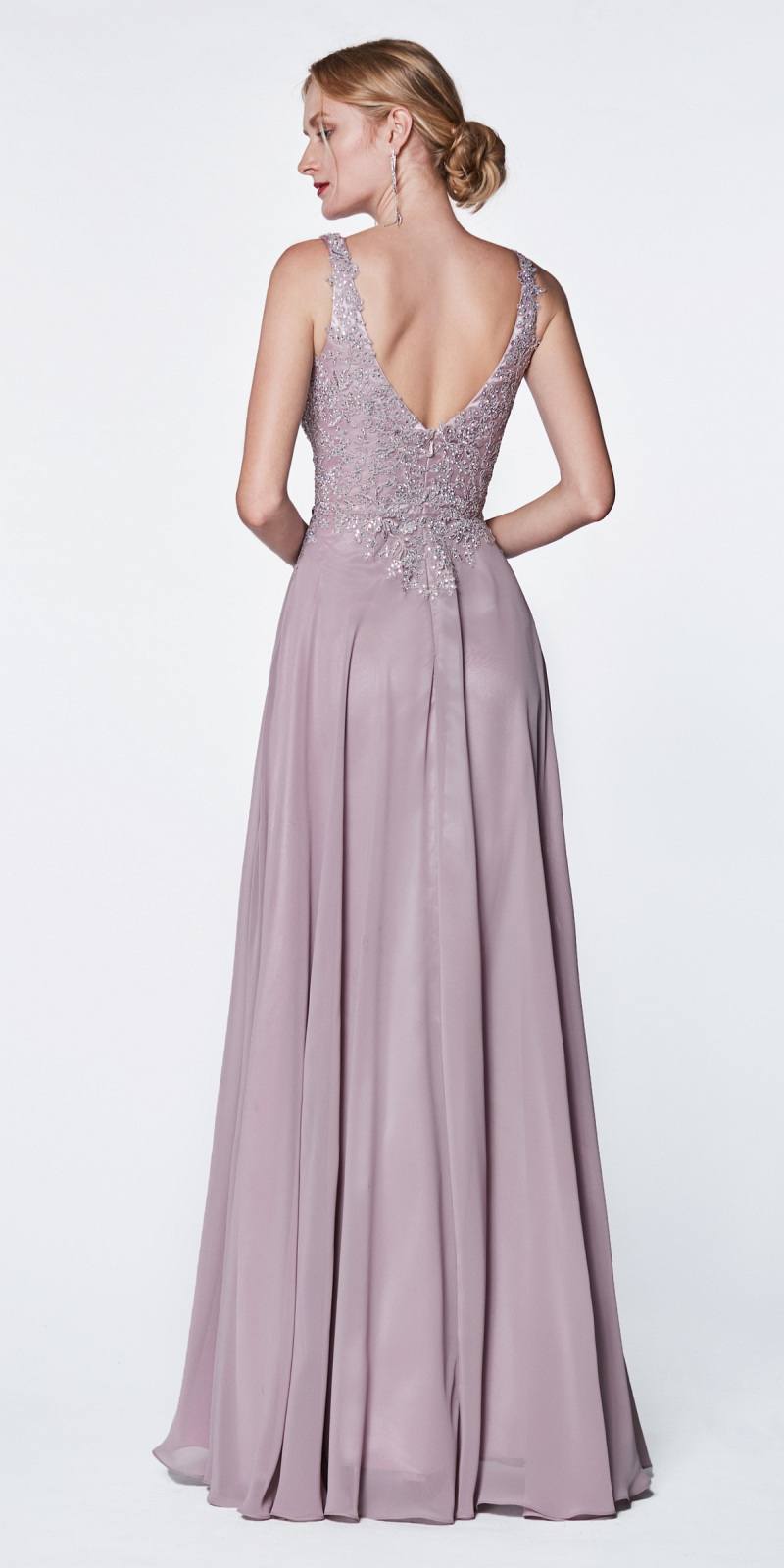 CLEARANCE - Cinderella Divine CD0133 Floor Length A-Line Chiffon Gown (Size M) by DiscountDressShop