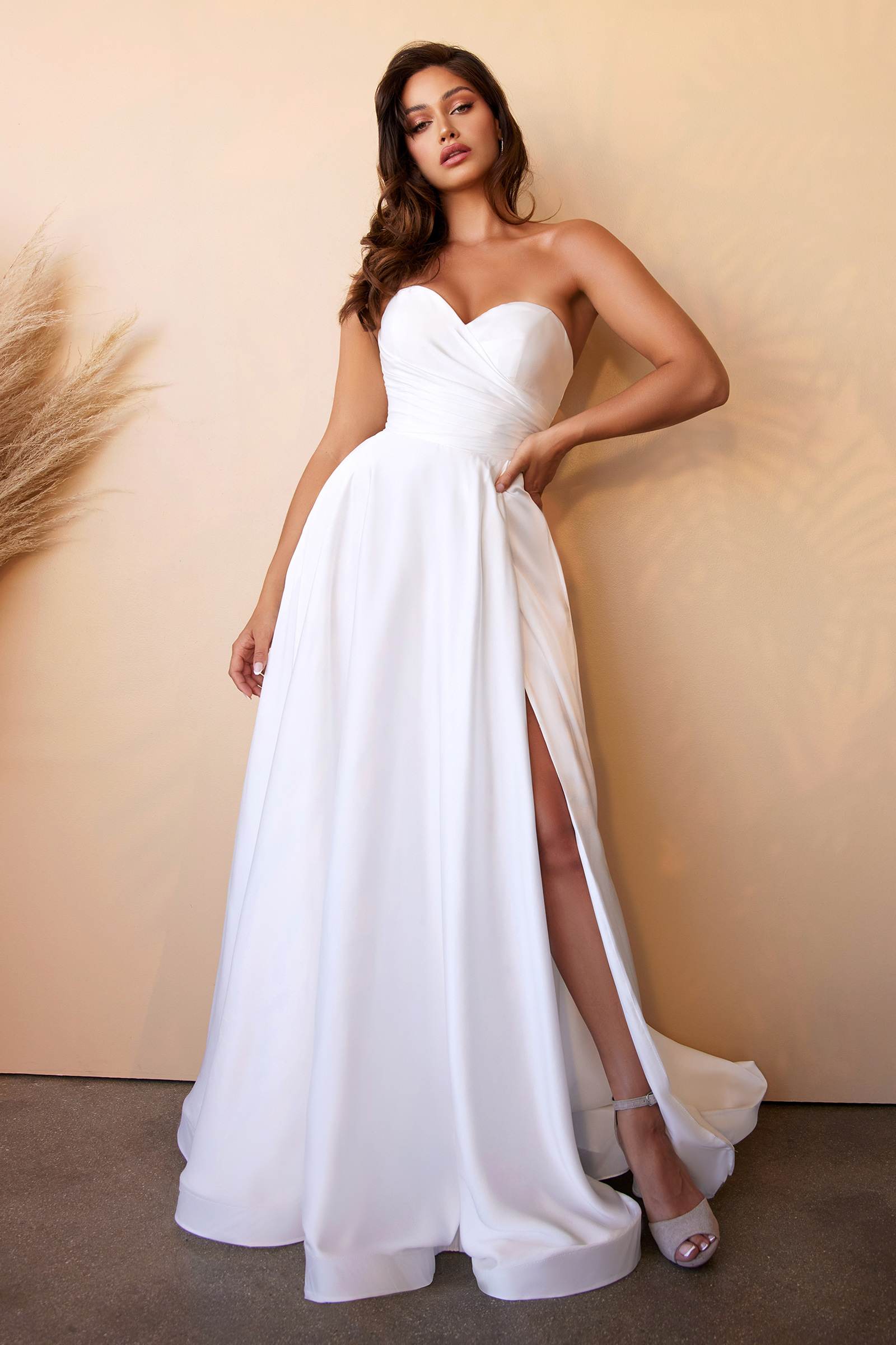 Cinderella Divine CD0166W Satin Strapless A-Line Ball Gown Sweetheart Neck by DiscountDressShop