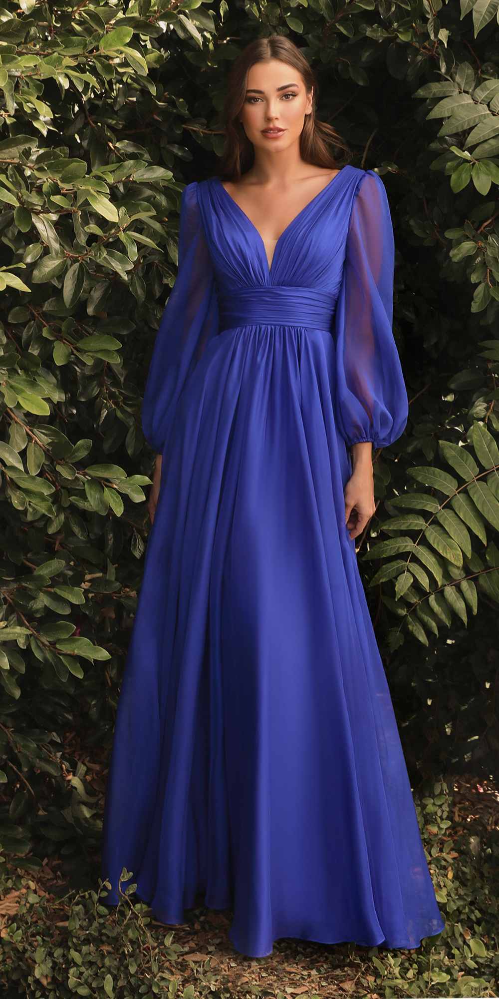 Cinderella Divine CD0192 Long Sleeve A-Line Chiffon Dress by DiscountDressShop
