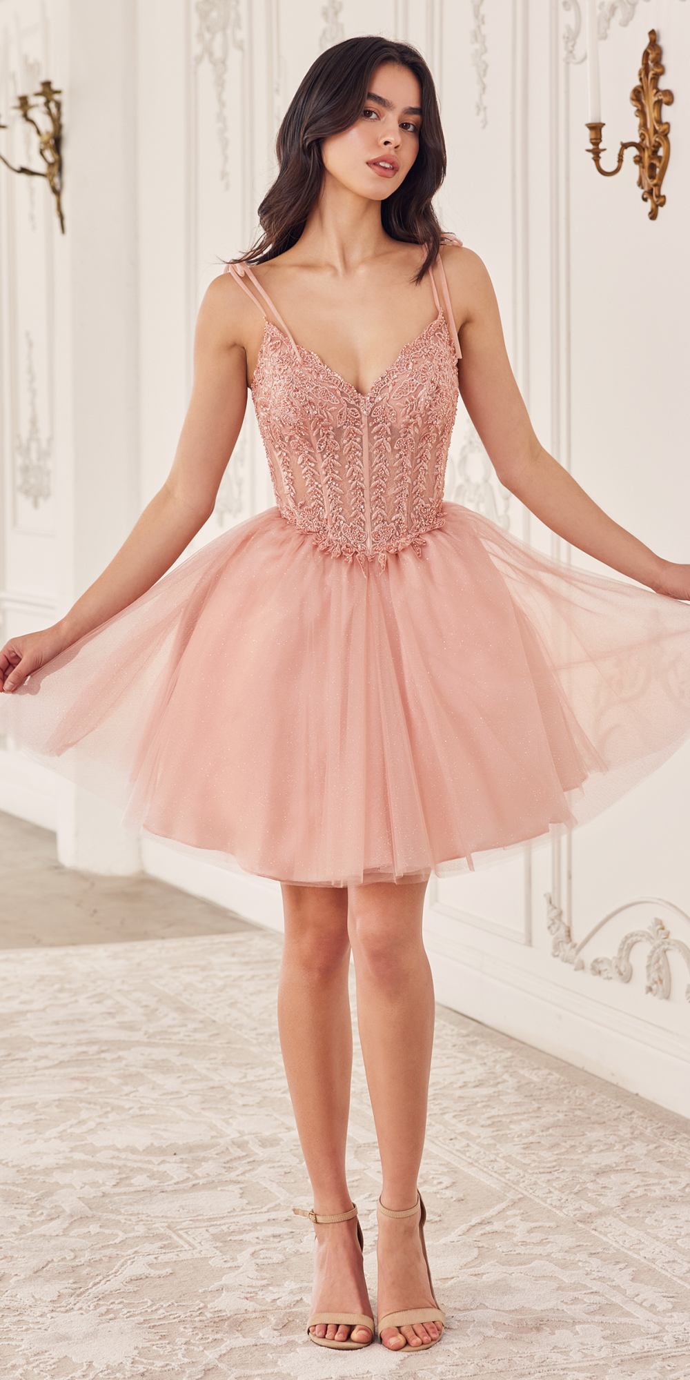 Ladivine CD0236 Short A-Line Tulle Homecoming Dress by DiscountDressShop