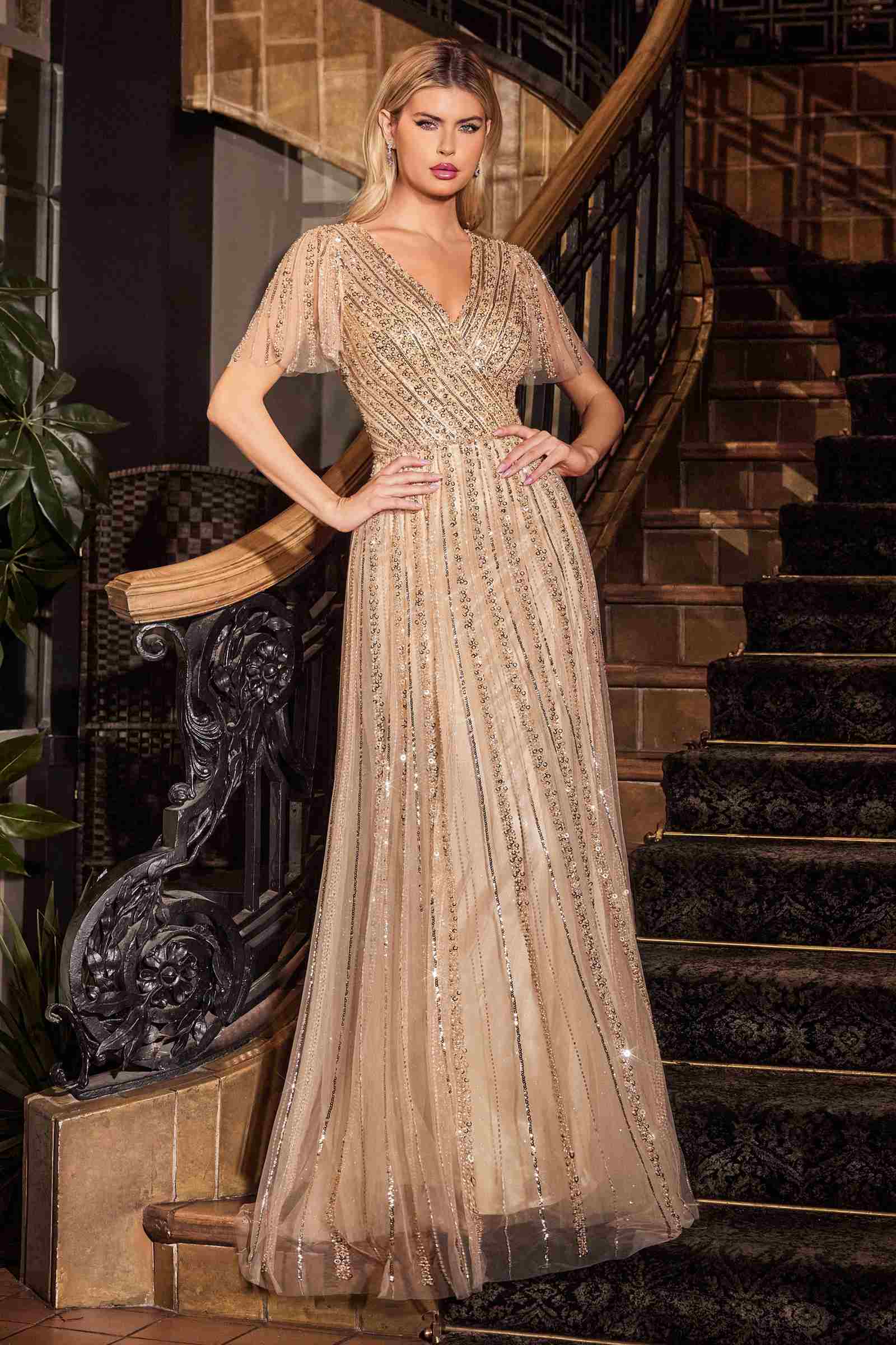 Ladivine CD0241 Dress Sequin Embellished A-Line Gown by DiscountDressShop