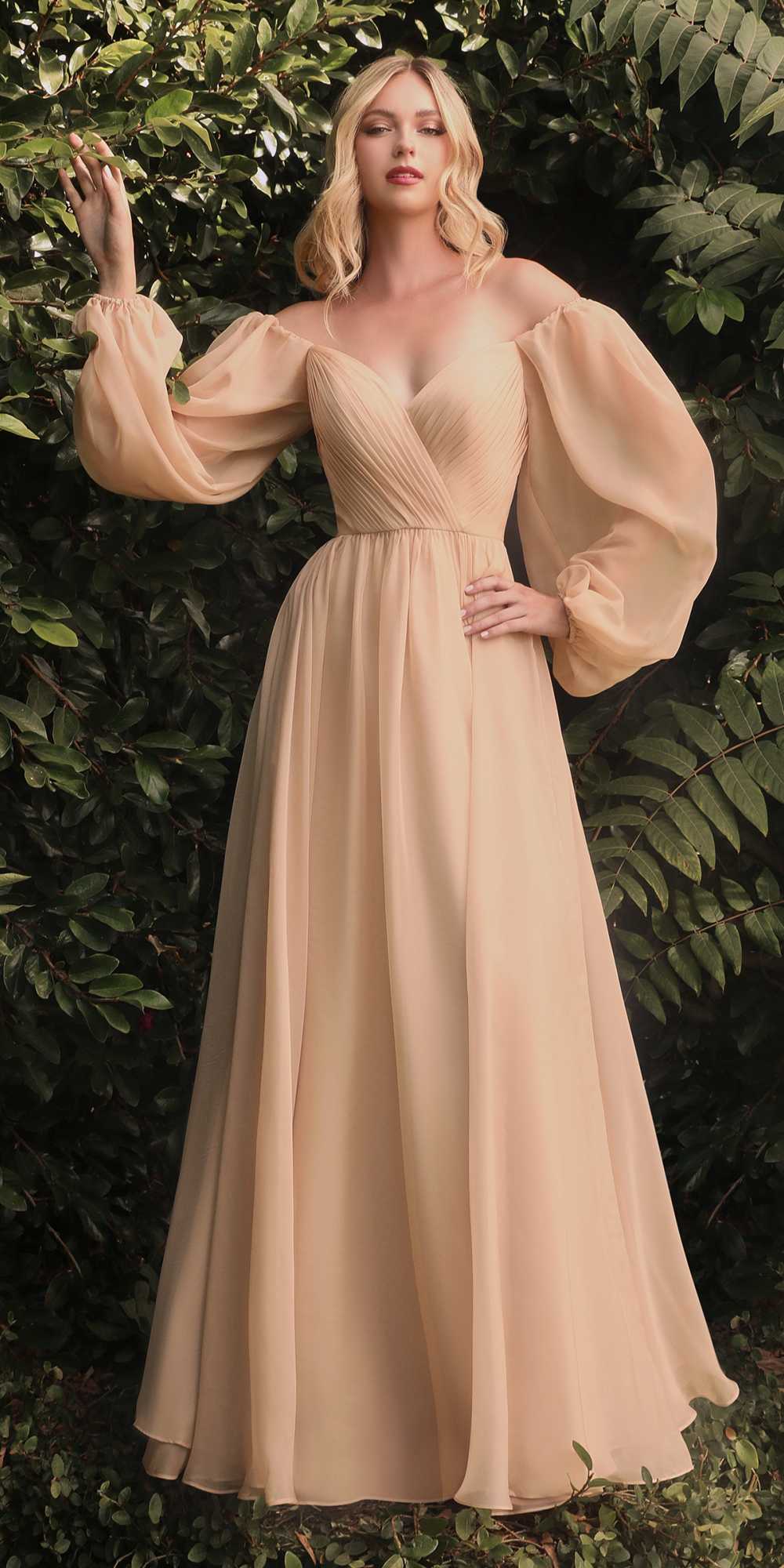 Cinderella Divine CD243 Long Sleeve A-Line Dress by DiscountDressShop