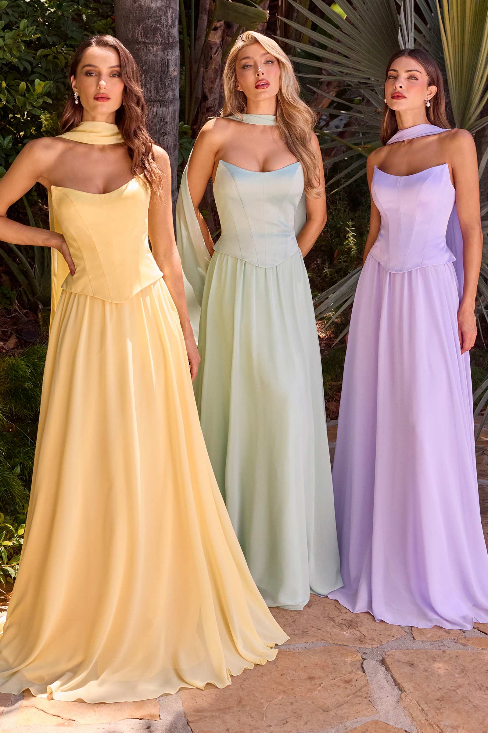 Ladivine CD386 Strapless Curved Neckline Boned Bodice A-line Gown by DiscountDressShop