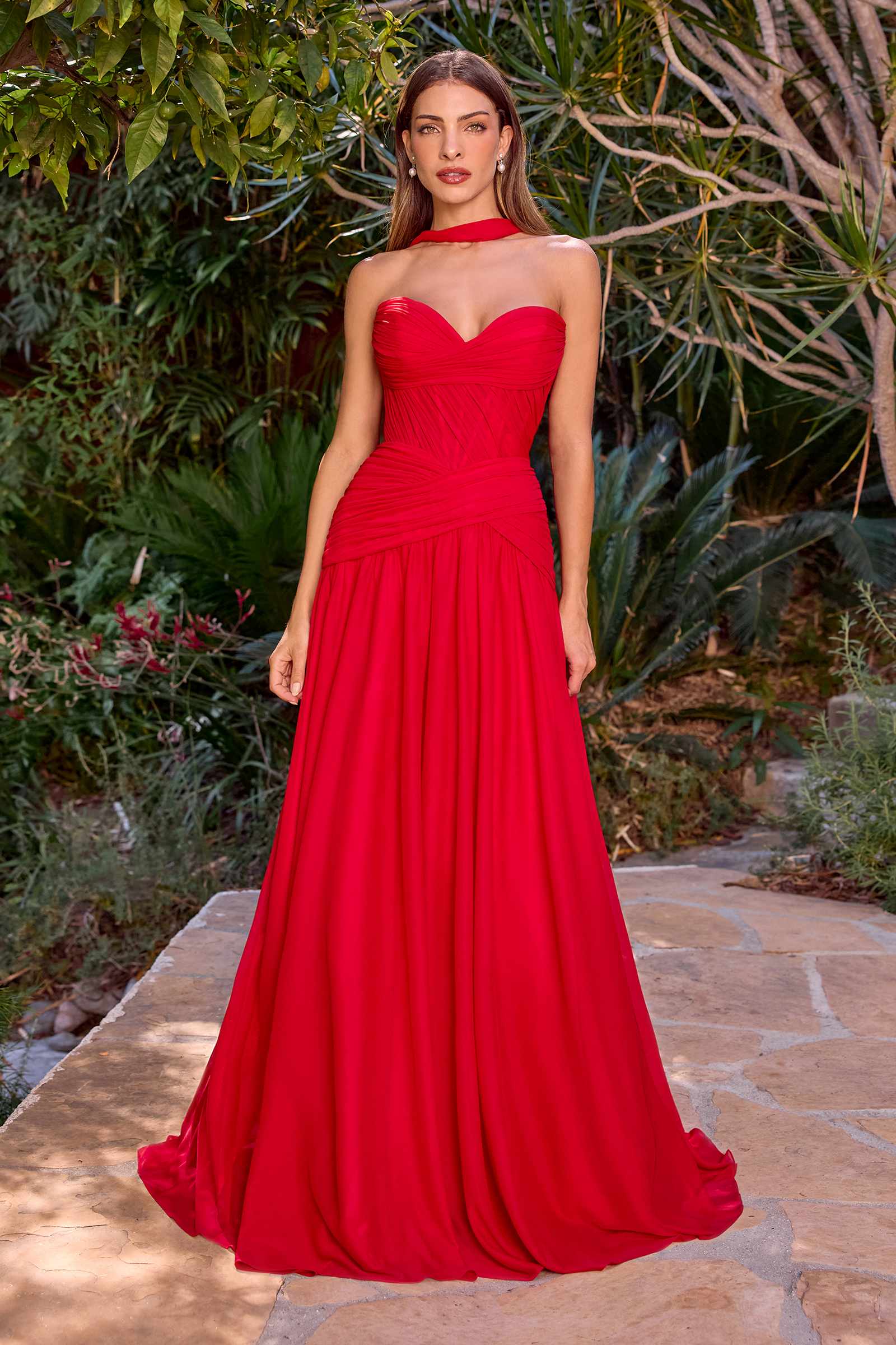 Ladivine CD395 Outdoor Soirees A-line Flowy Strapless Dress by DiscountDressShop