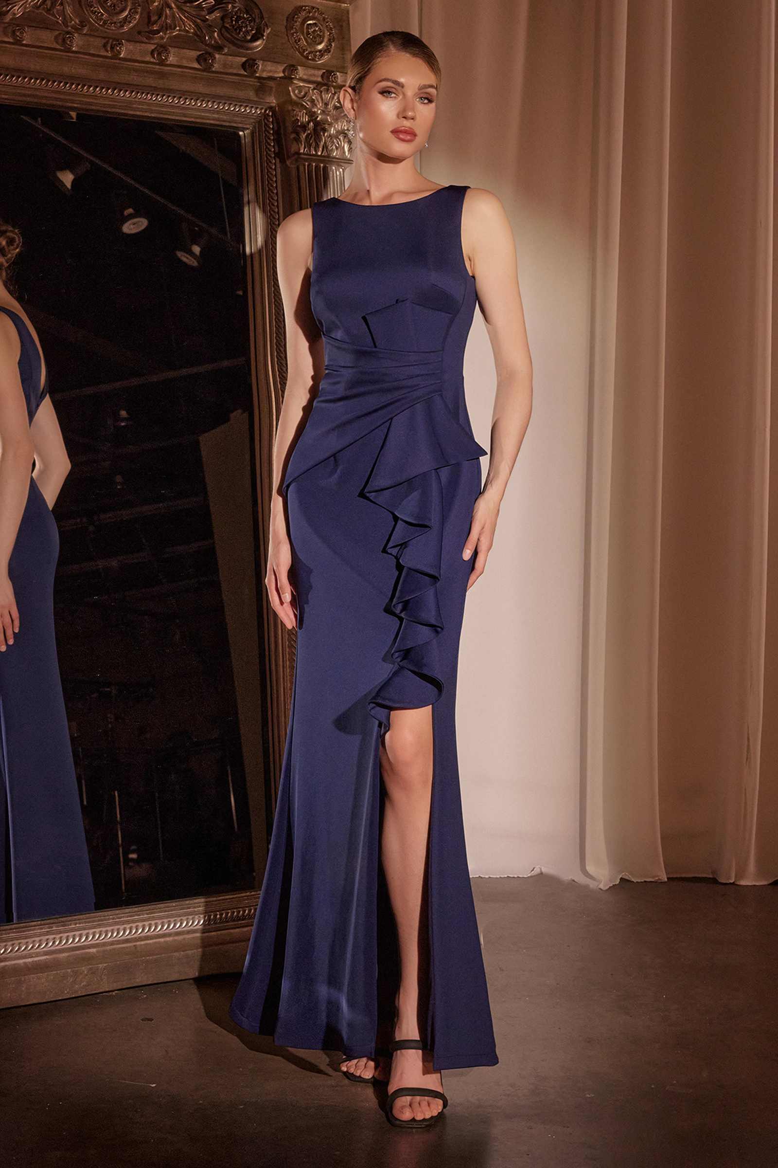 Ladivine CH377 Long Fitted Neoprene Dress by DiscountDressShop