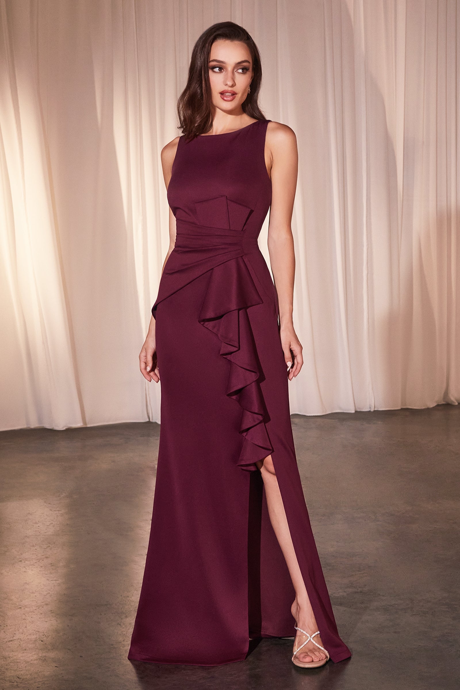 Ladivine CH377 Long Fitted Neoprene Dress by DiscountDressShop