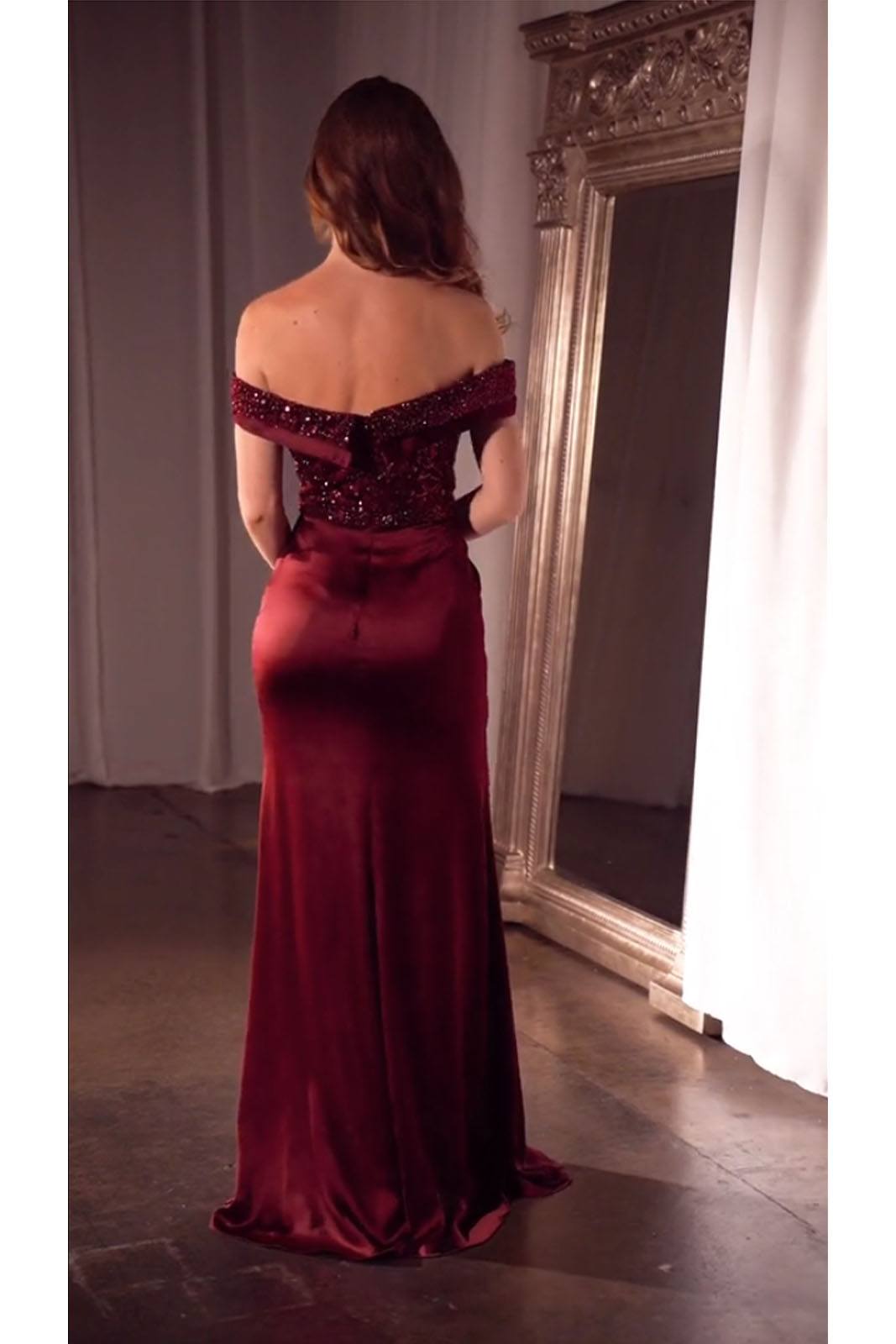 Ladivine CR877 Dress Off the Shoulder Sequin Bodice Formal Gown by DiscountDressShop