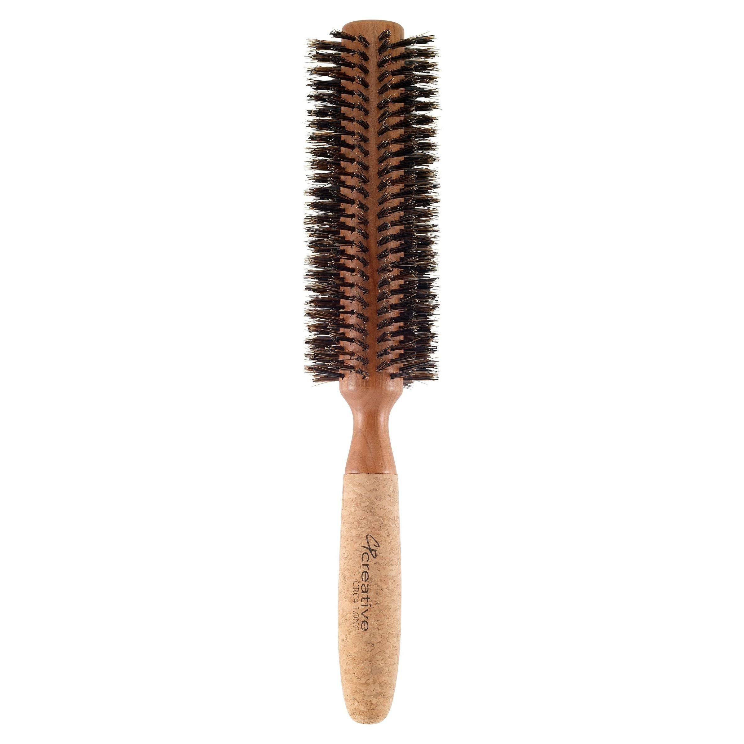 Eco-Friendly Extended 6" Long Cork Barrel Round Hair Brush by Pasteur Pharmacy
