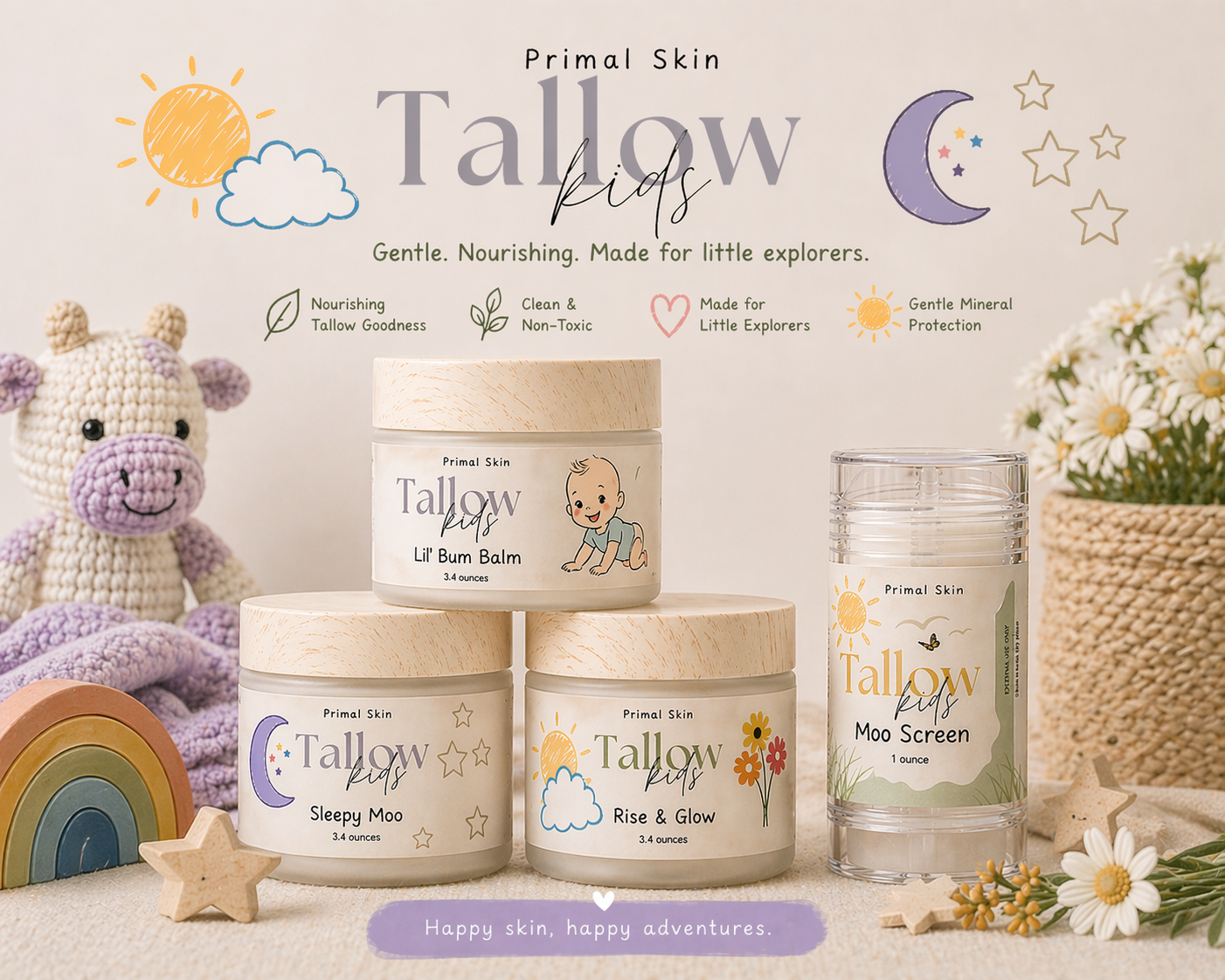 Organic, Non-Toxic Kids Tallow Bundle by Primal Skin Tallow