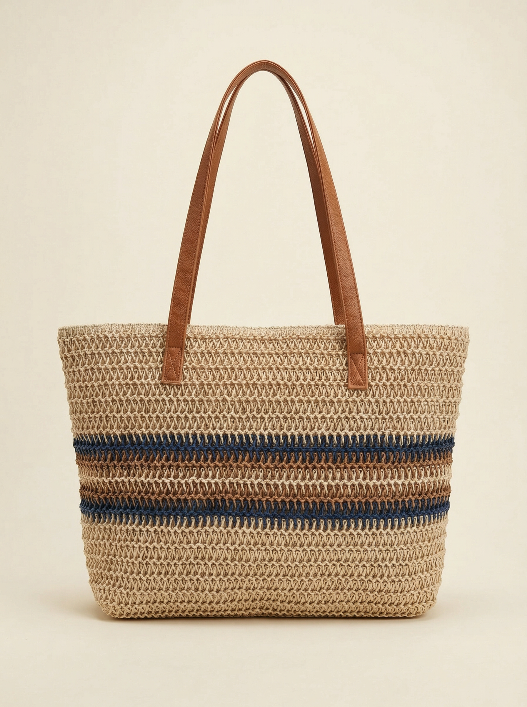 Artisanal Handwoven Stripes Large Tote for Summer Vacation by LINTICO