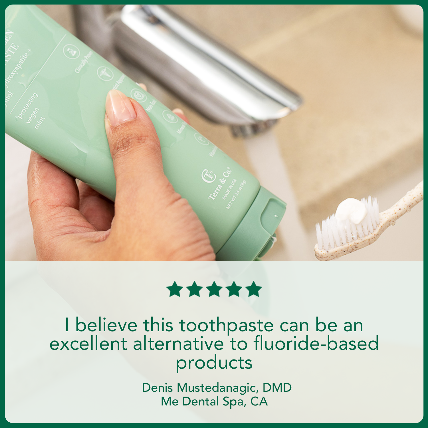 Gentle Green™ Sensitive Toothpaste with Hydroxyapatite & B12 (Fluoride-Free, Natural Enamel Support & Sensitive Teeth Relief) by Terra & Co.