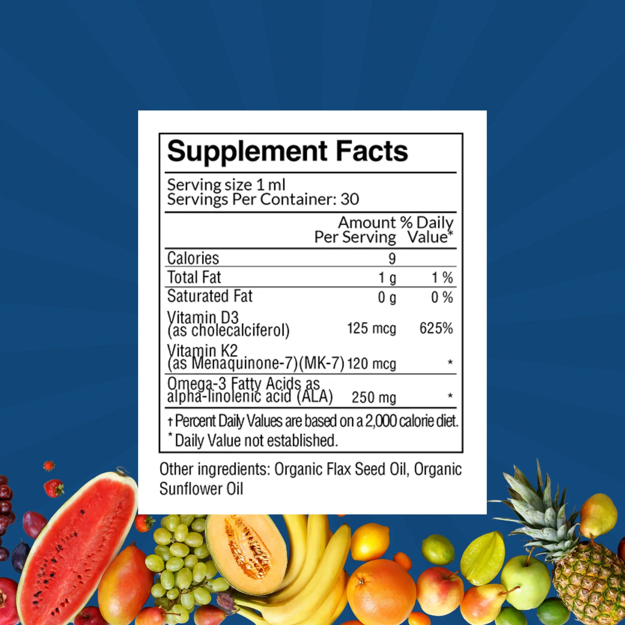 D3, K2 & Omega-3 Daily Liquid Vitamins by Passion 4 Health
