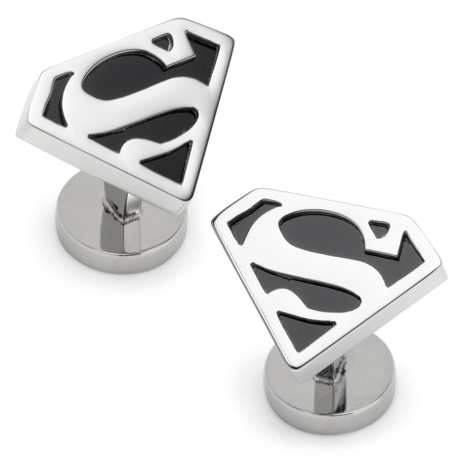DC Superman Black Onyx Stainless Steel Cufflinks by Cufflinks.com