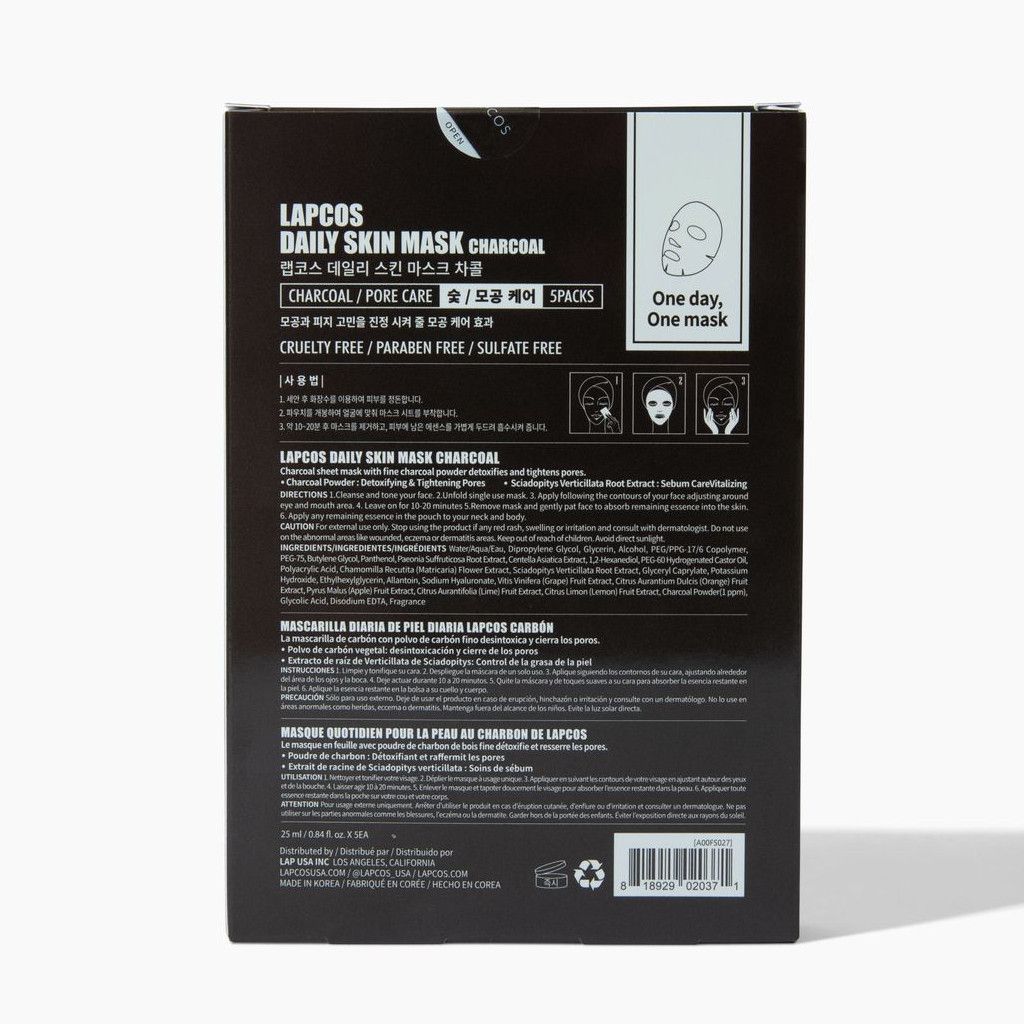 Daily Charcoal Sheet Mask - Skin Detox by LAPCOS