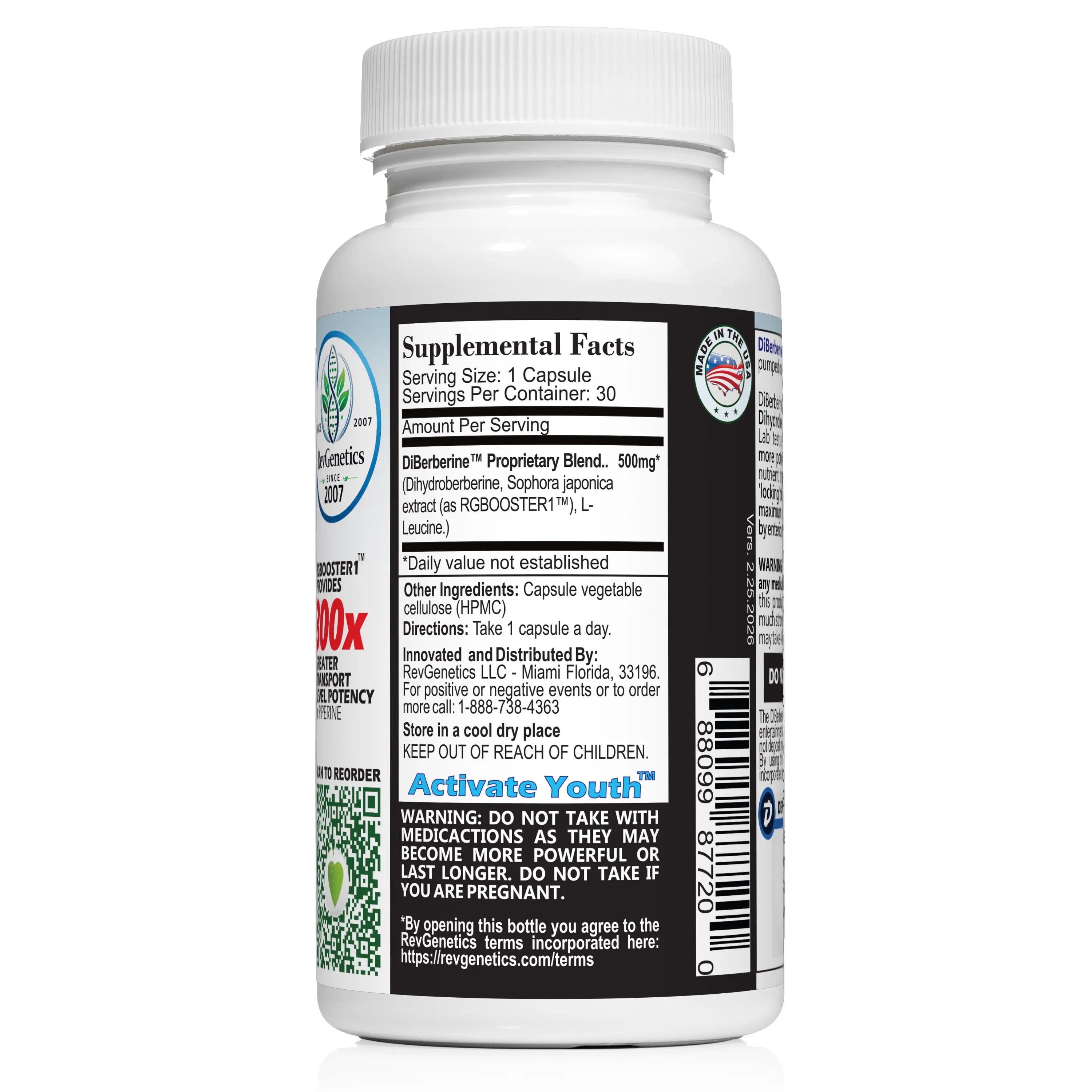 DiBerberine 300x: Dihydro Berberine Enteric + 300x Patent Pending Booster by RevGenetics