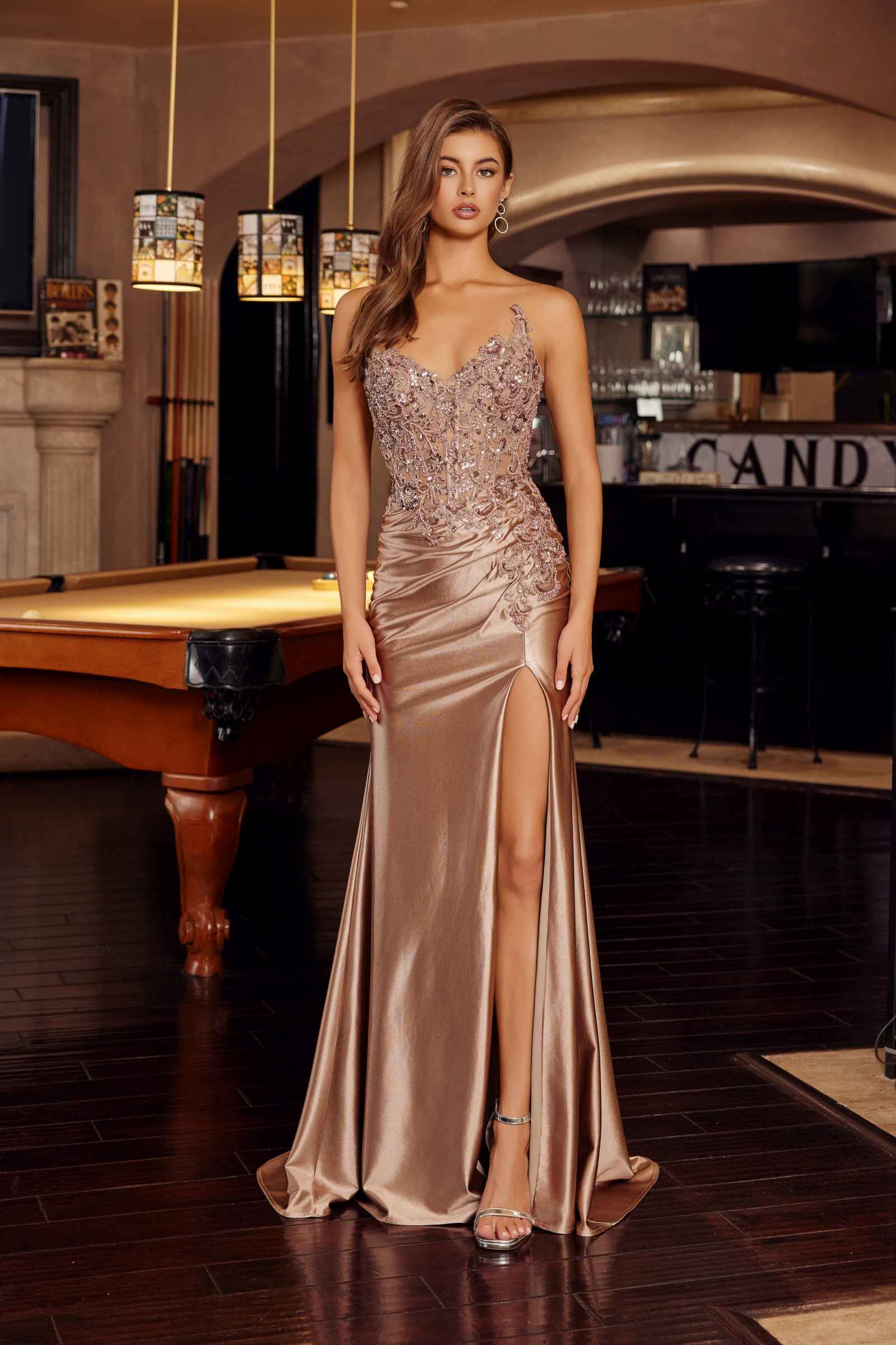 Nox Anabel E1889 Strapless Sweetheart Applique Prom Gown by DiscountDressShop