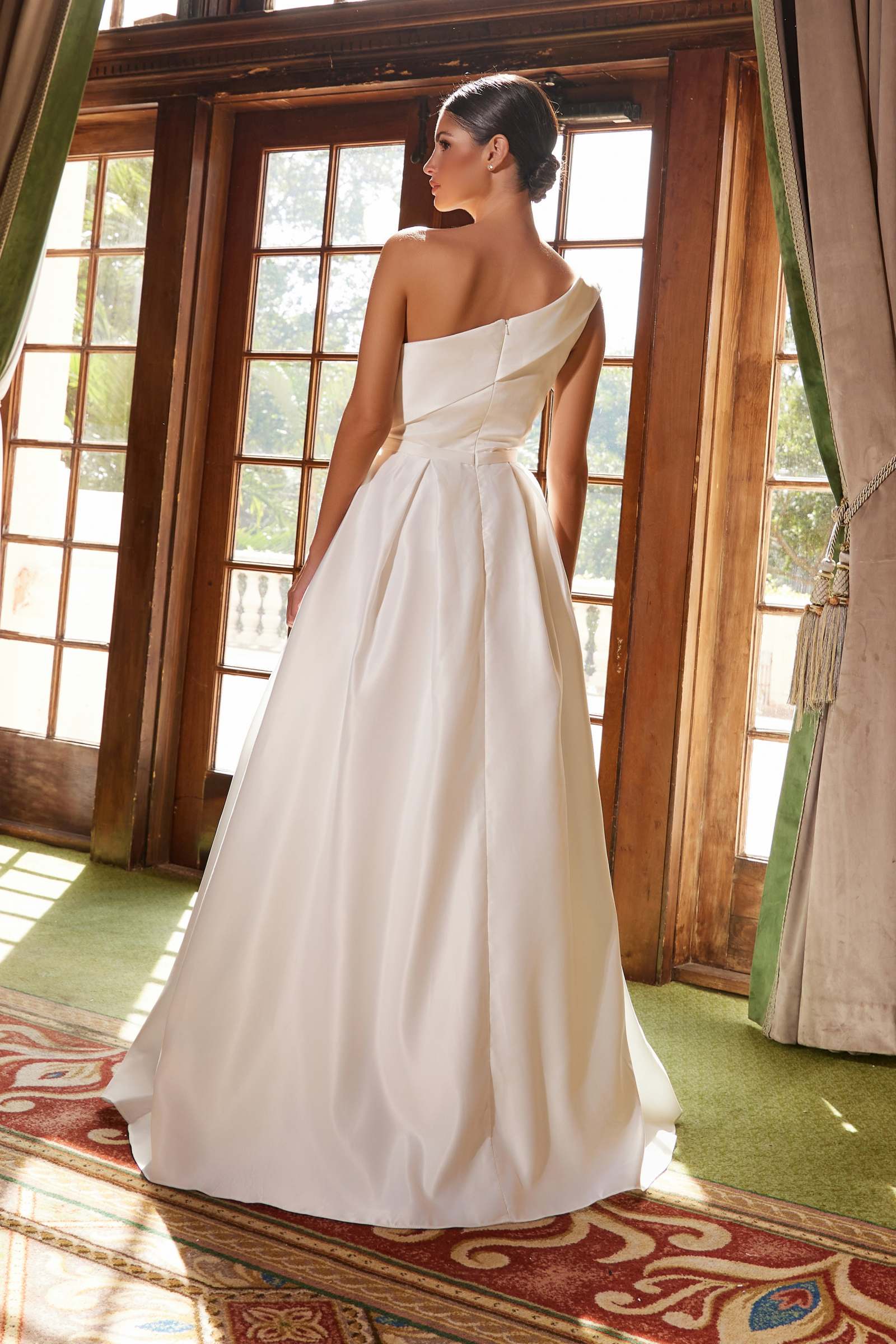 Nox Anabel E469 Elegant One Shoulder Long Satin A-Line Dress by DiscountDressShop