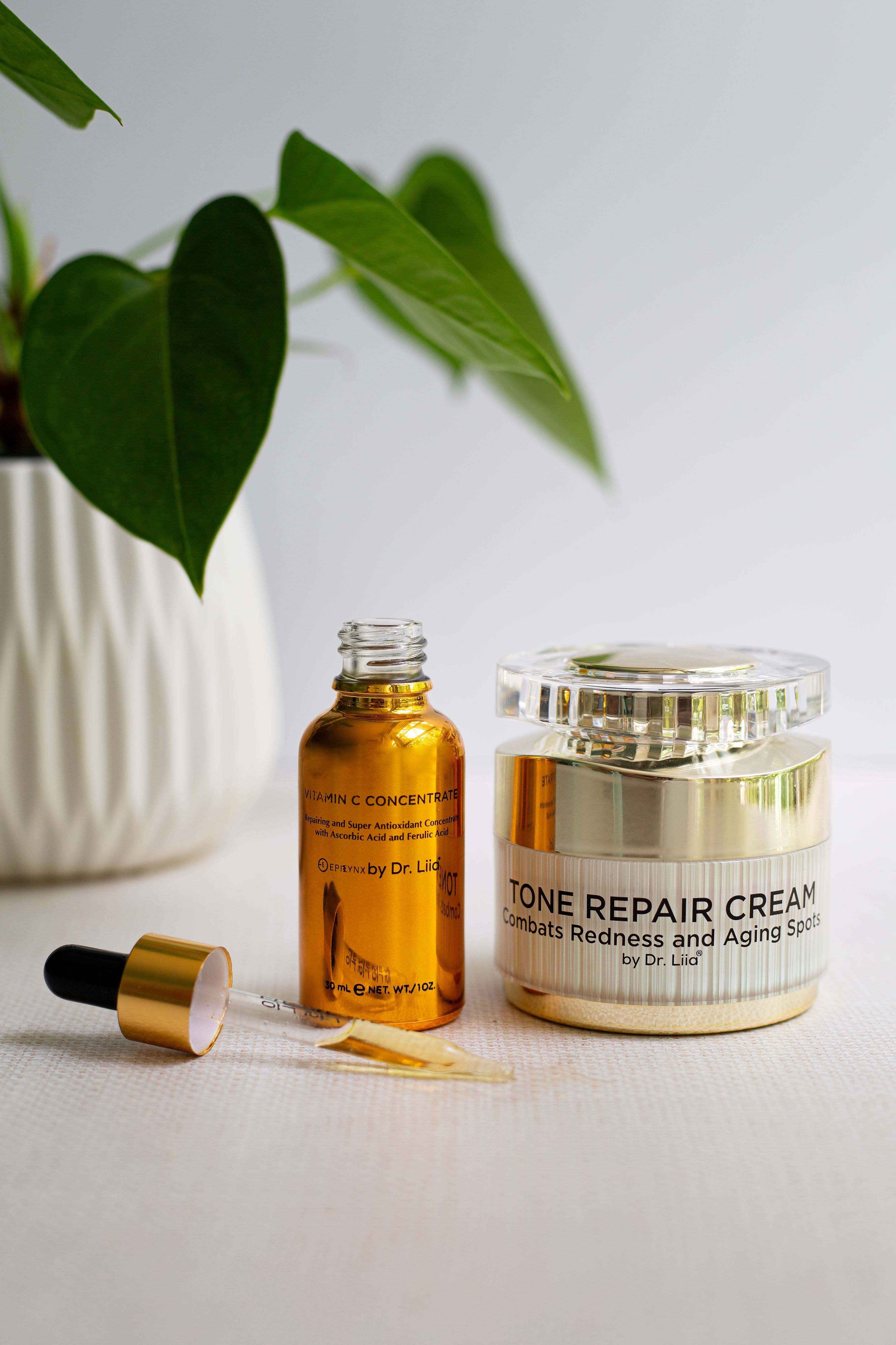 Brightening Vitamin C & Tone Repair Cream Set – Vegan, Gluten-Free Dark Spot & Hyperpigmentation Duo by EpiLynx