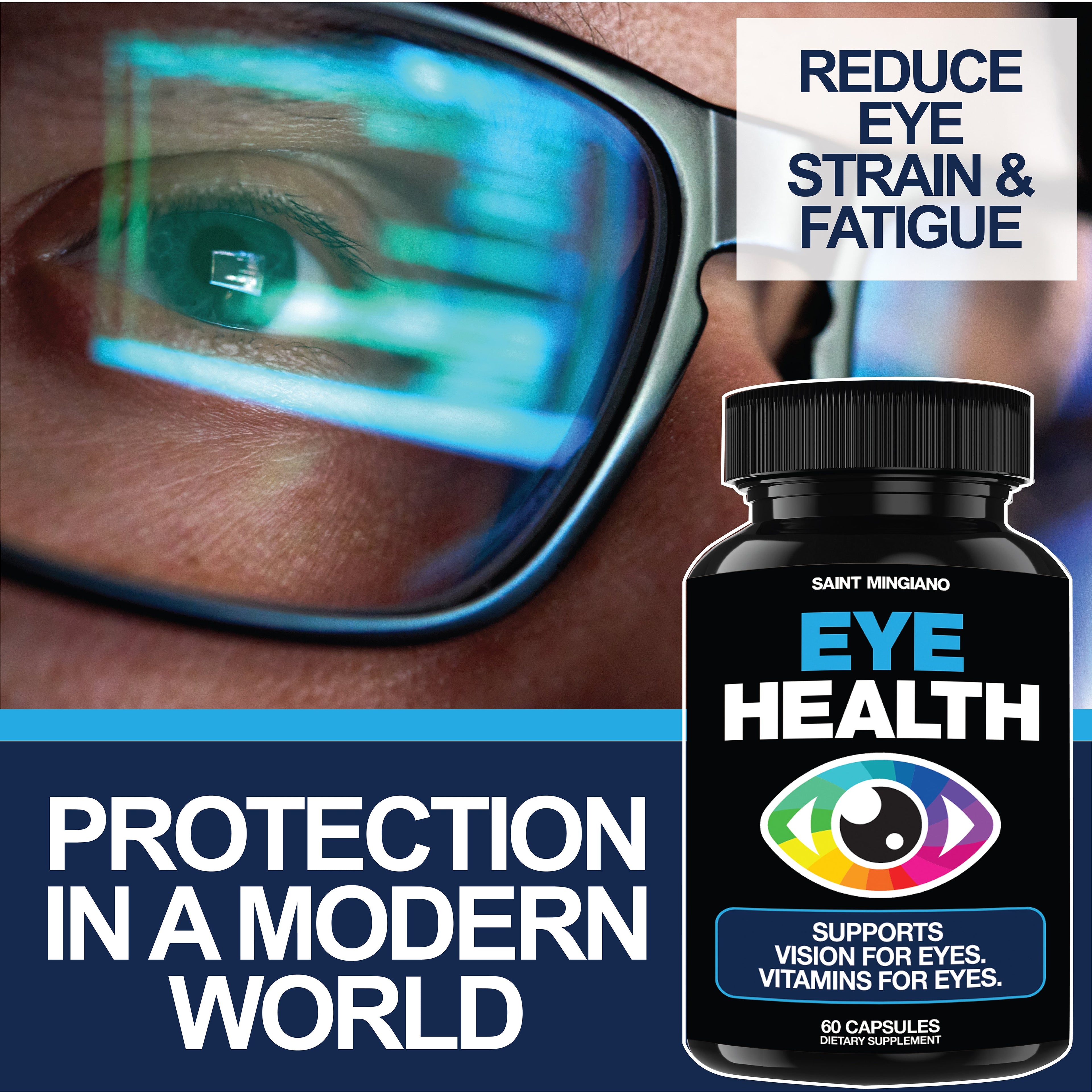 Eye Health & Vision Vitamins Supplement 60 Capsules by Saint Mingiano - Supplements & Wellness Dedicated to Holistic Health