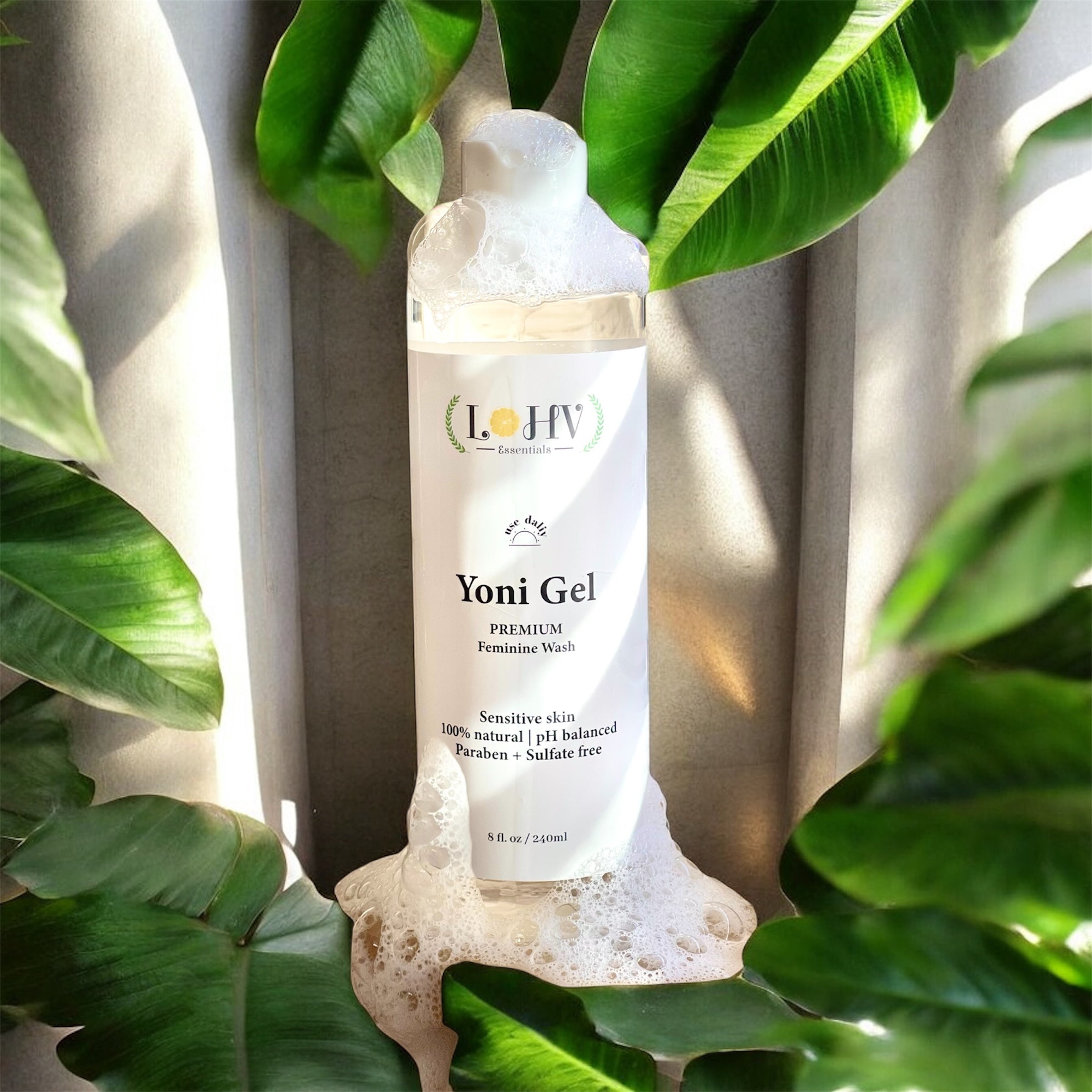 PREMIUM Herbal LOHV YONI GEL pH Balancing Intimate Wash: Eliminate Odor, Cleanse Vulva, Maintain a Healthy pH Balance with Palm Kernel Oil + Rose Oil + Aloe Vera Leaf by LOHV ESSENTIALS