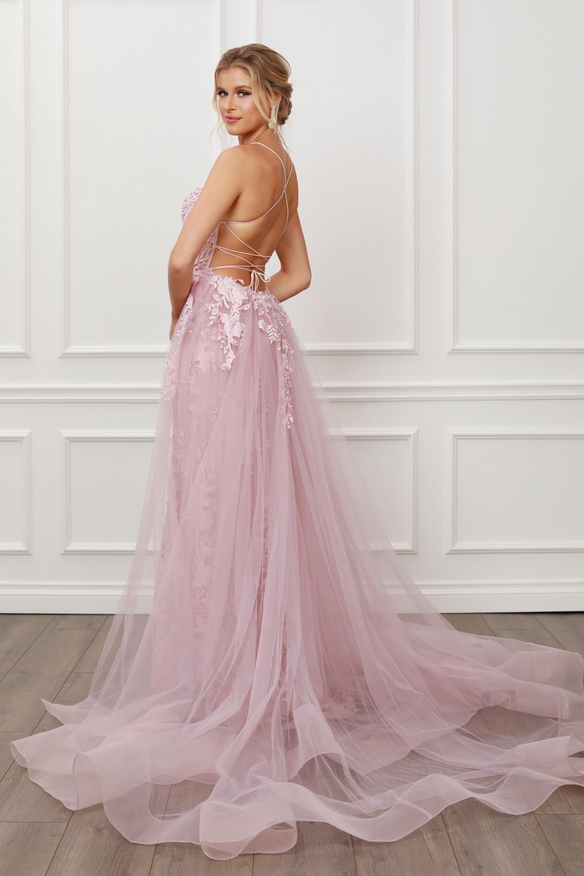 Nox Anabel F485 Lace and Beads Mermaid Gown Chiffon Overskirt by DiscountDressShop