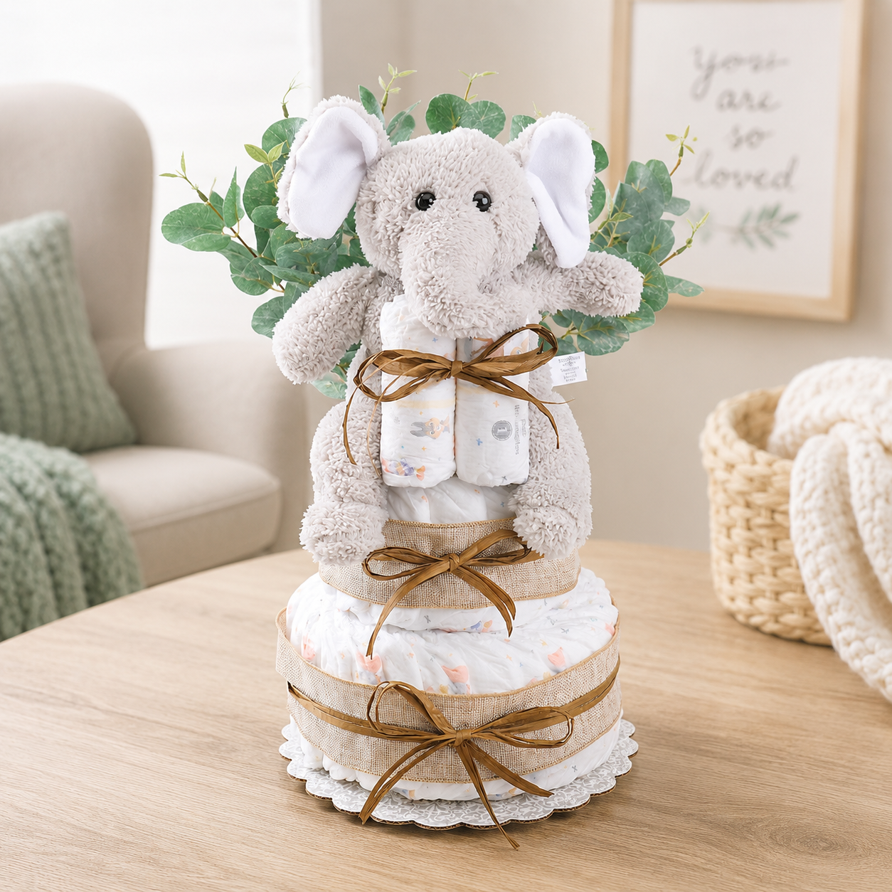 Wild About Baby Two-Tier Diaper Cake Gift Basket by Alder Creek Gift Baskets