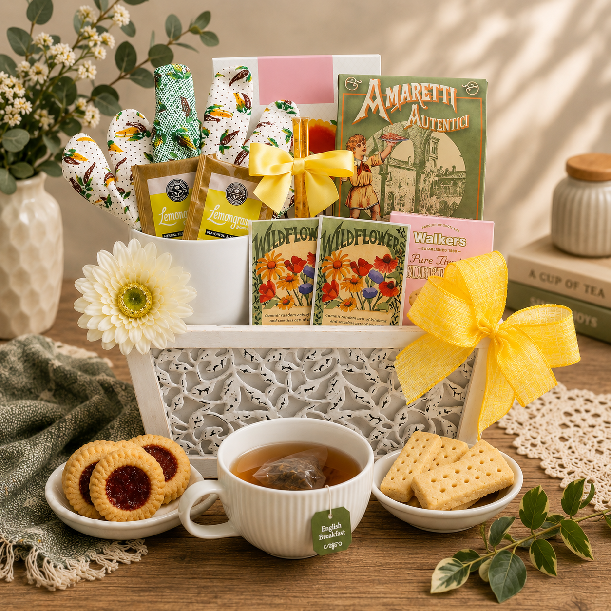 Planted With Love Cookies & Tea Gift Basket by Alder Creek Gift Baskets